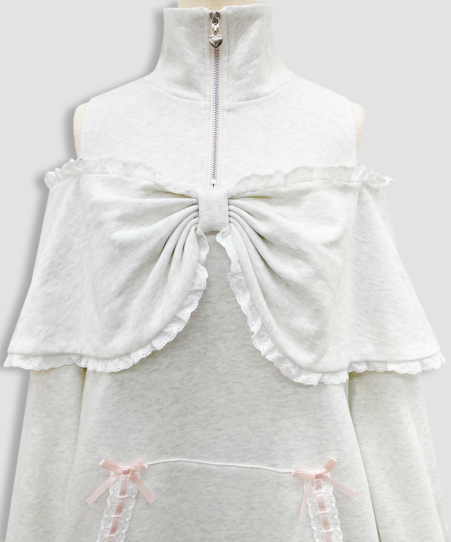 リボンライクハーフジップスウェットワンピース