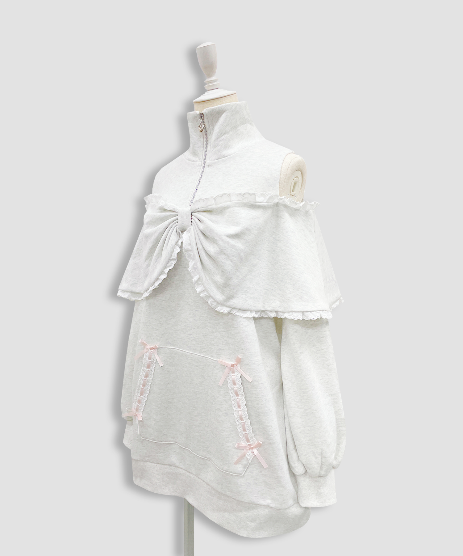 リボンライクハーフジップスウェットワンピース