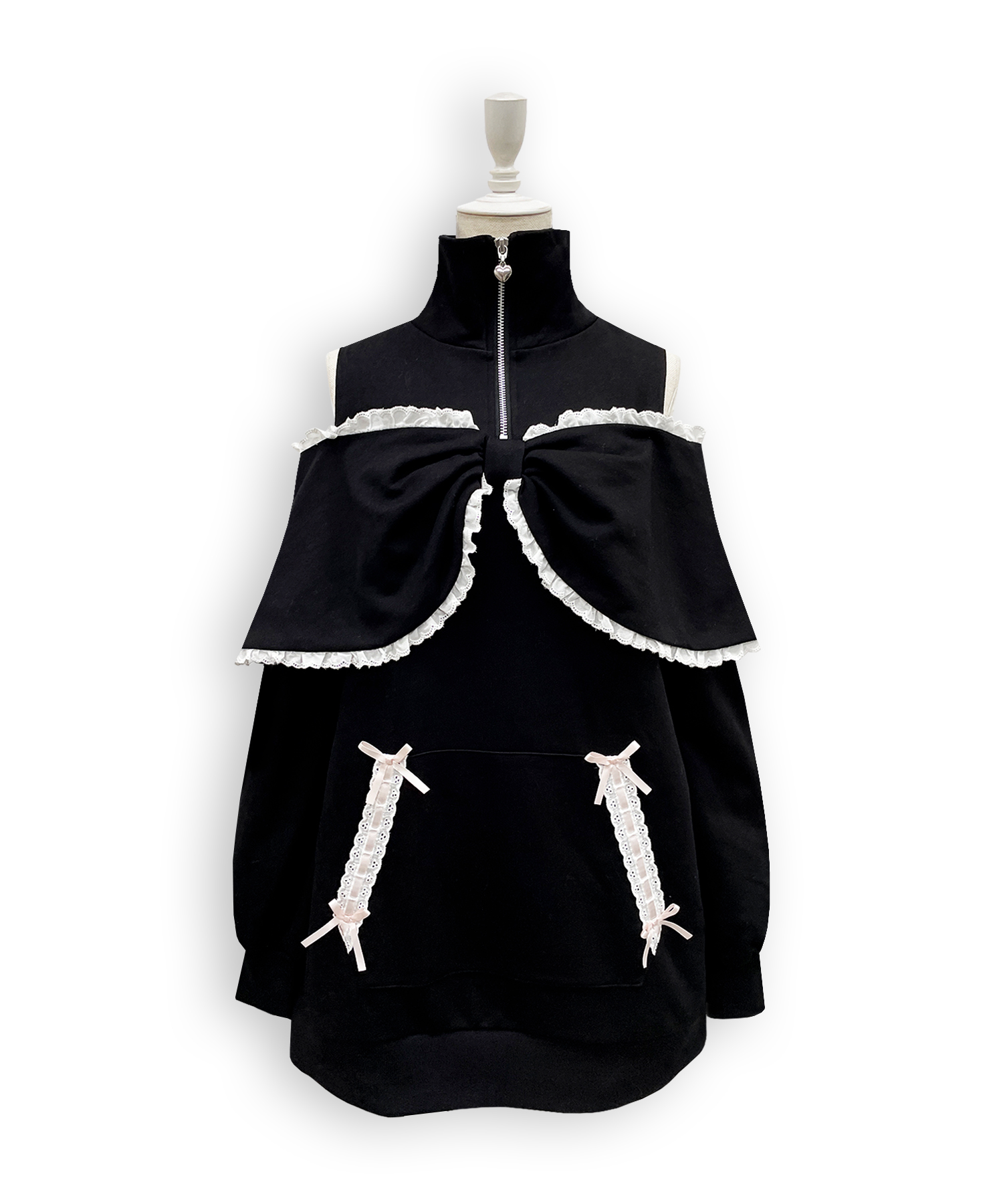 リボンライクハーフジップスウェットワンピース