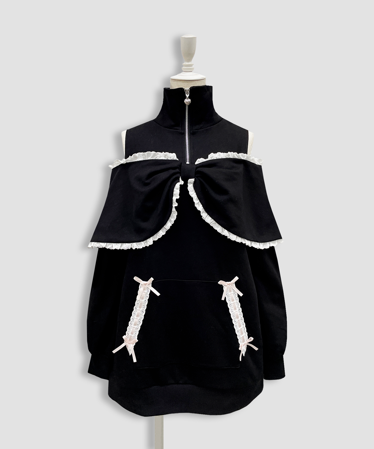 リボンライクハーフジップスウェットワンピース