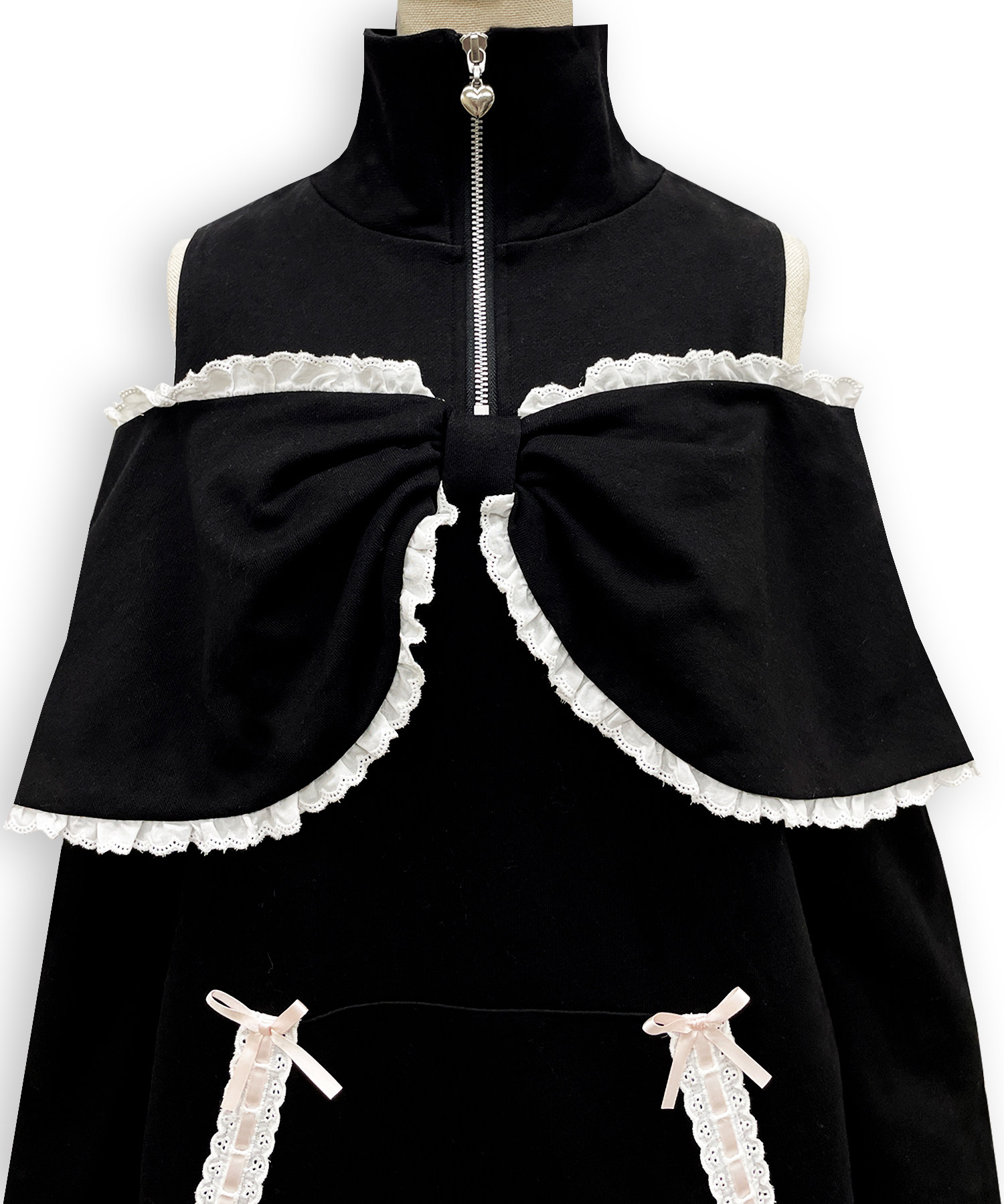 リボンライクハーフジップスウェットワンピース