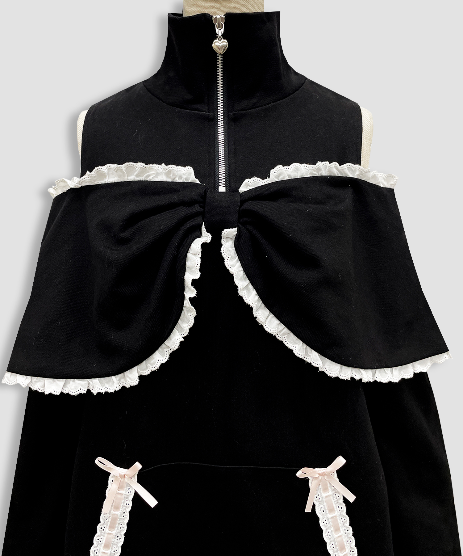 リボンライクハーフジップスウェットワンピース