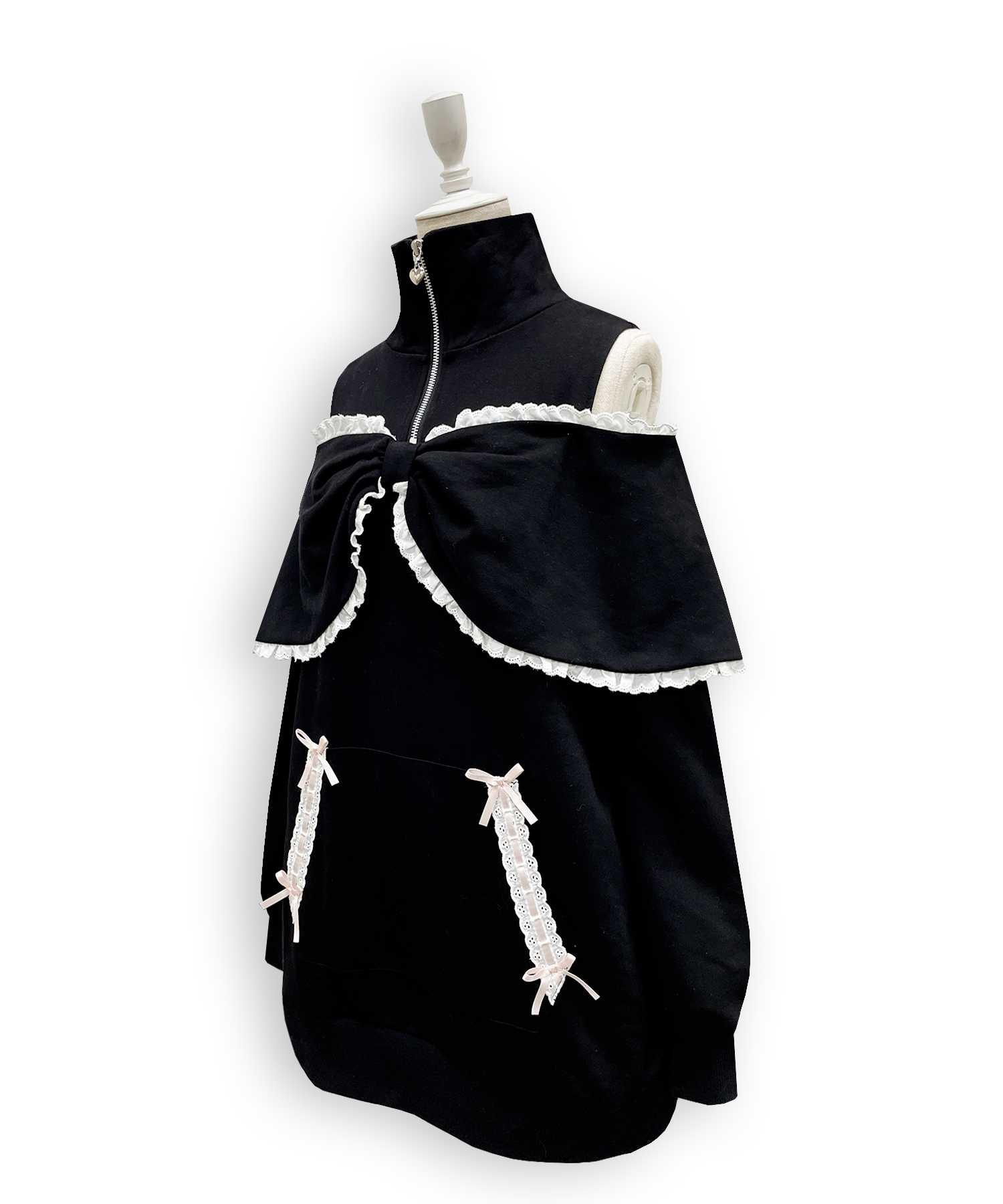 リボンライクハーフジップスウェットワンピース