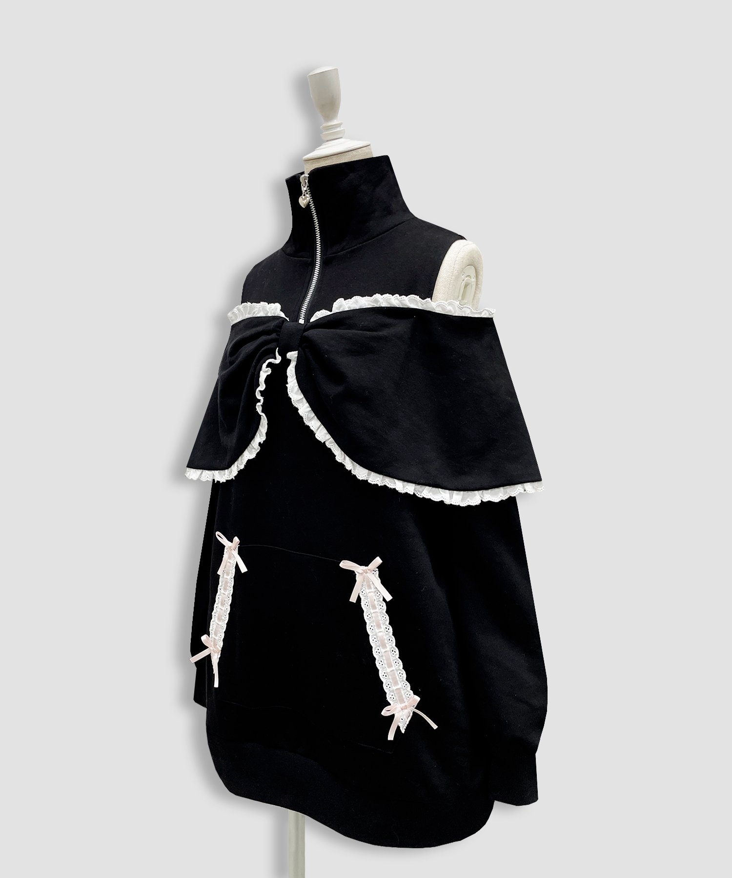 リボンライクハーフジップスウェットワンピース