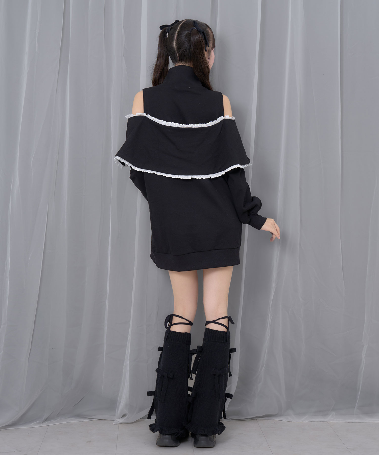 リボンライクハーフジップスウェットワンピース