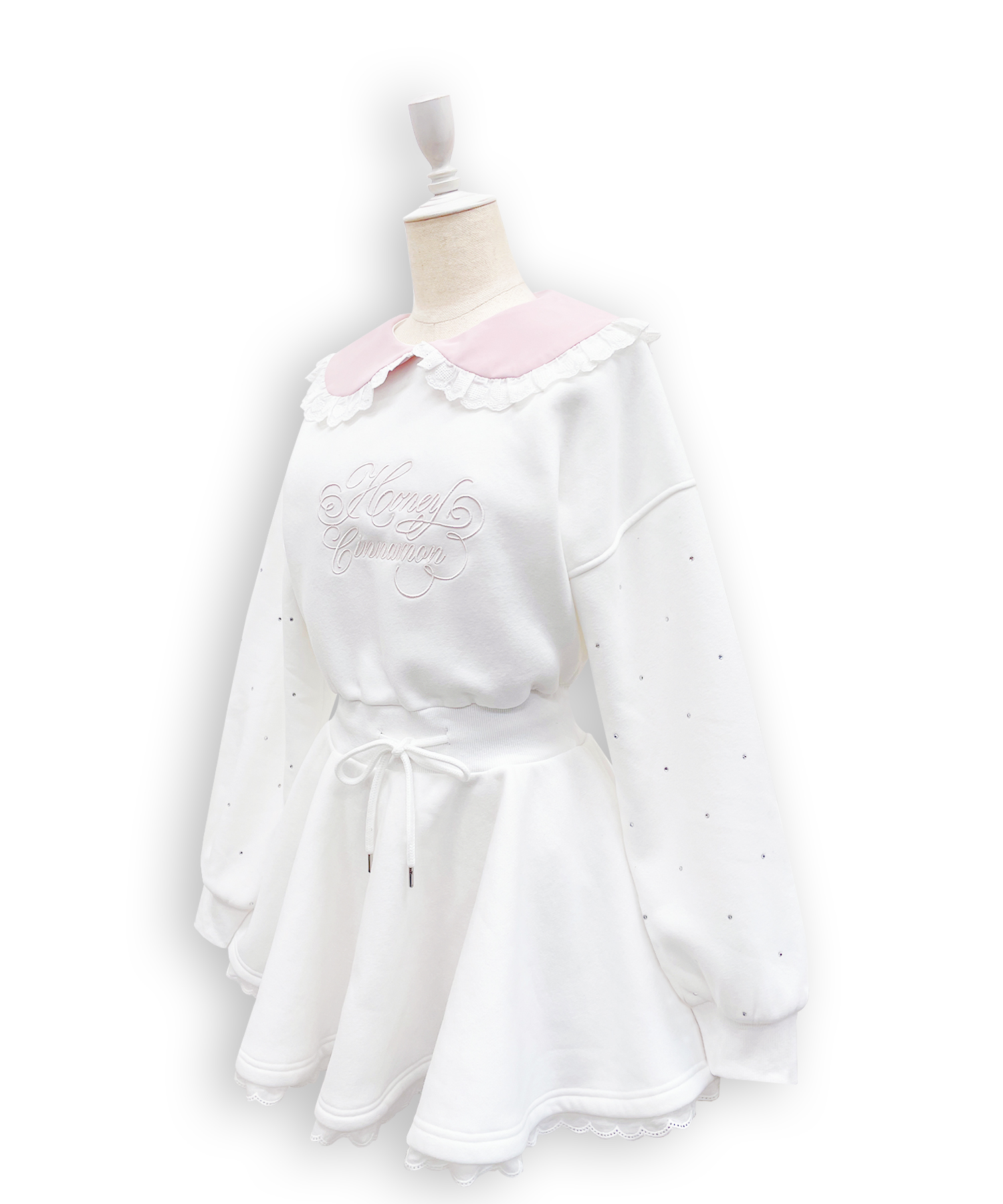 袖ビジュー裏起毛スウェットワンピース