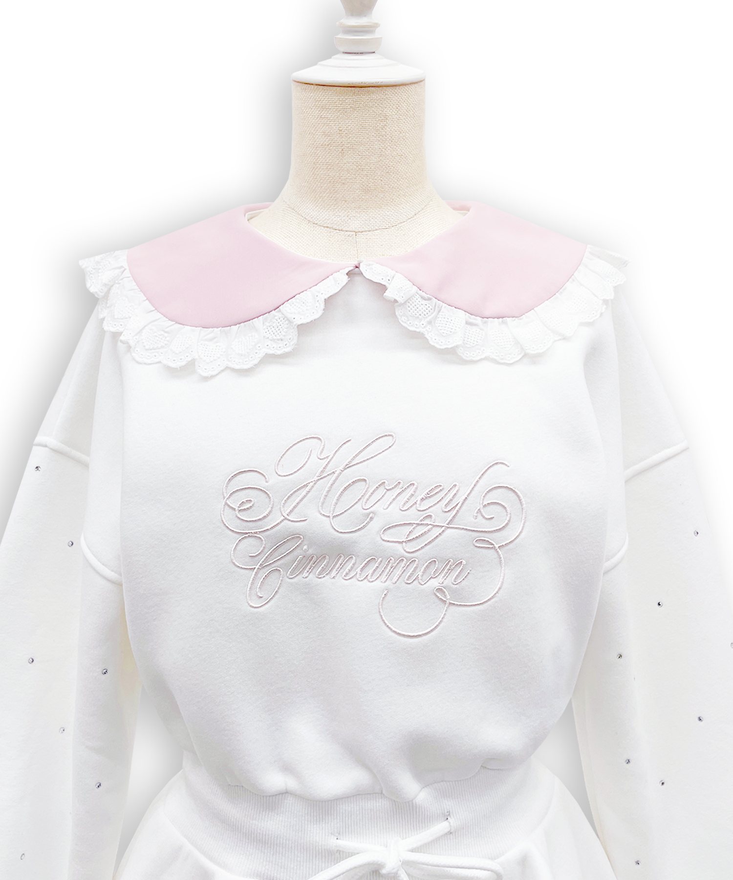 袖ビジュー裏起毛スウェットワンピース