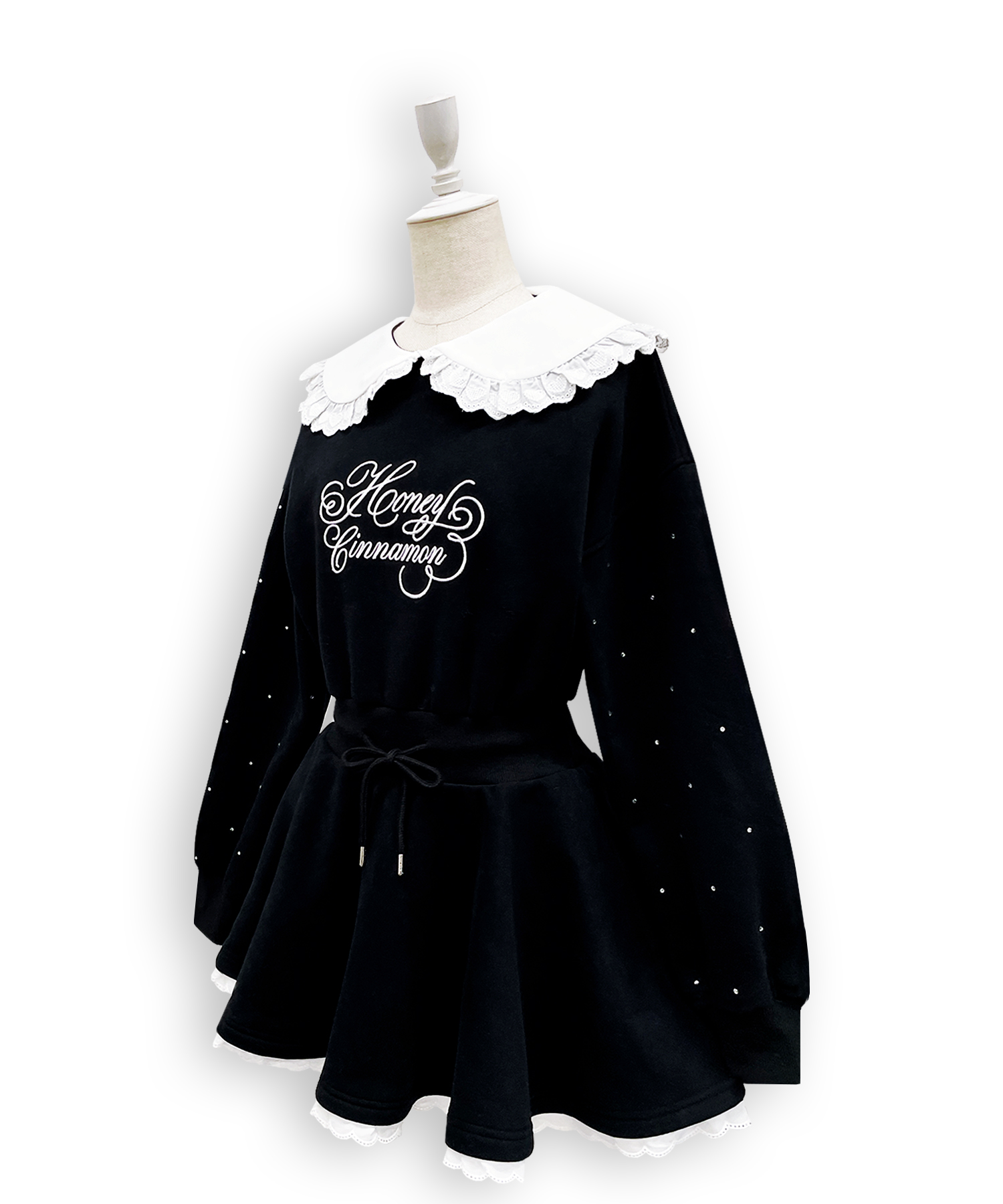 袖ビジュー裏起毛スウェットワンピース