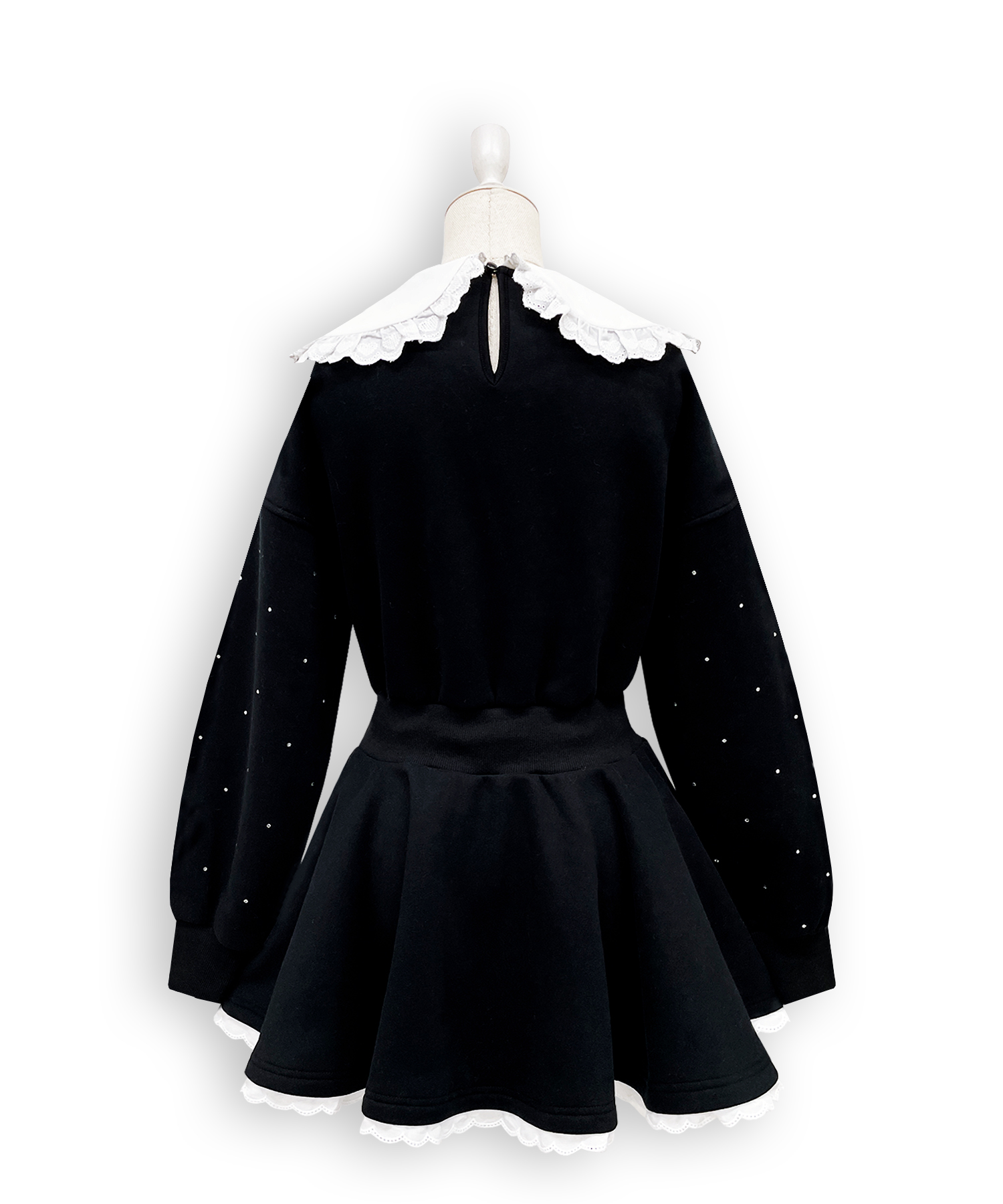 袖ビジュー裏起毛スウェットワンピース