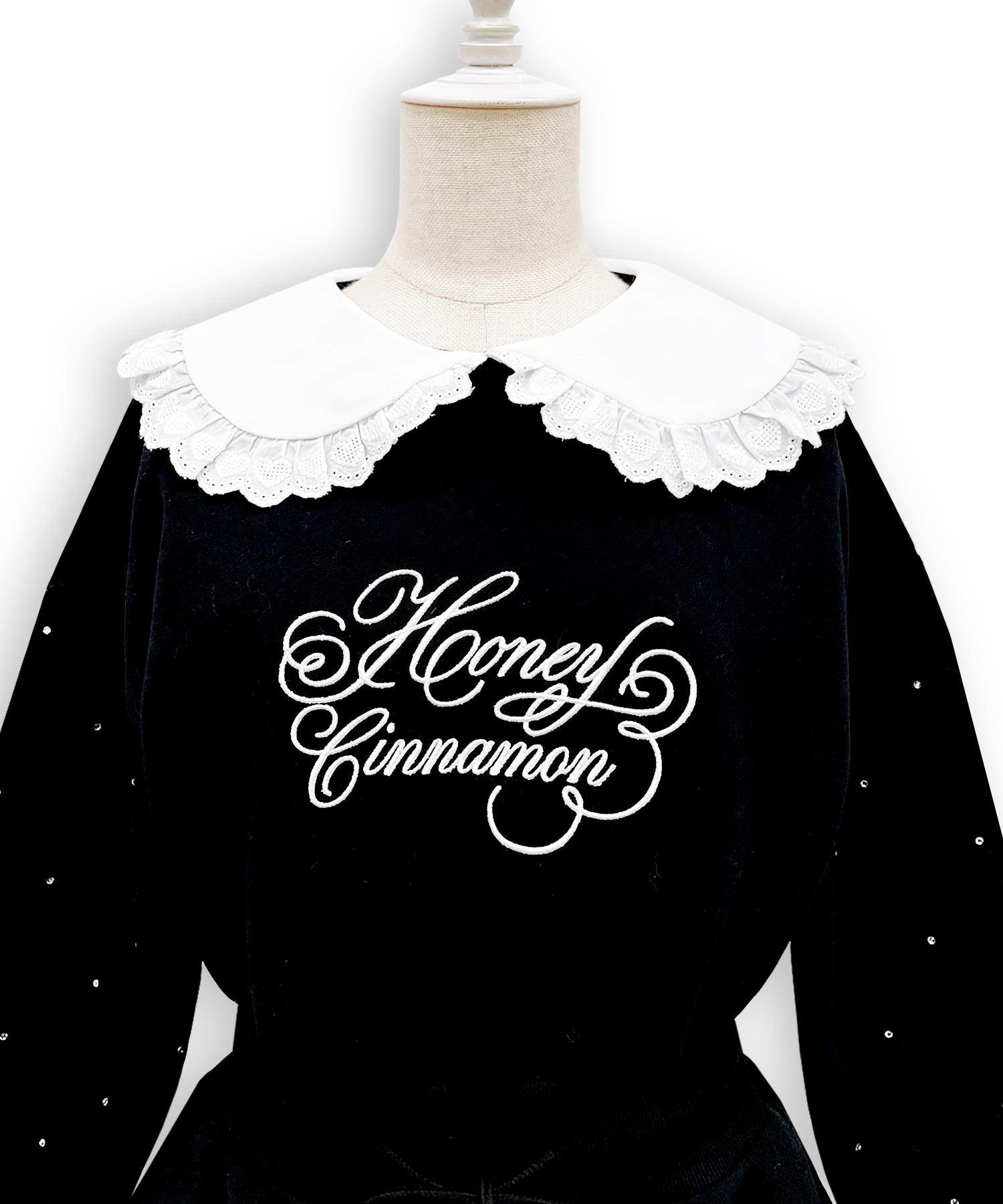 袖ビジュー裏起毛スウェットワンピース