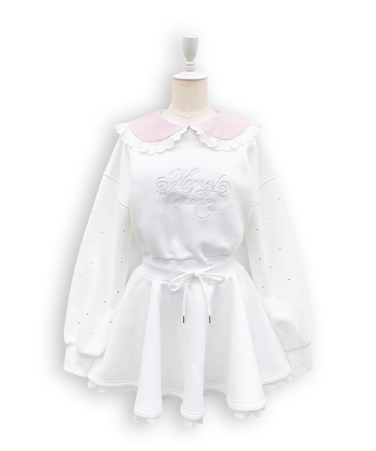 袖ビジュー裏起毛スウェットワンピース