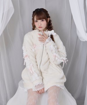 コットンレースフェイクボアアウター