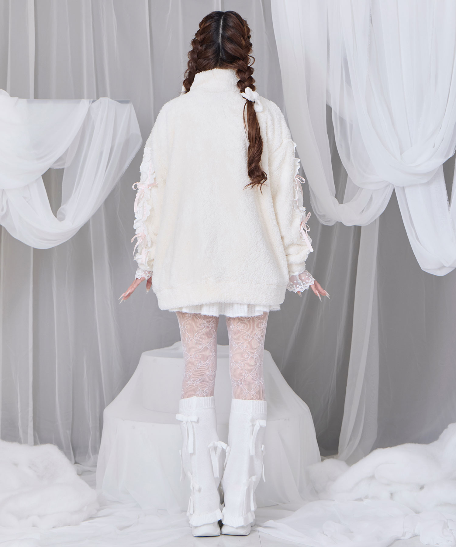 コットンレースフェイクボアアウター