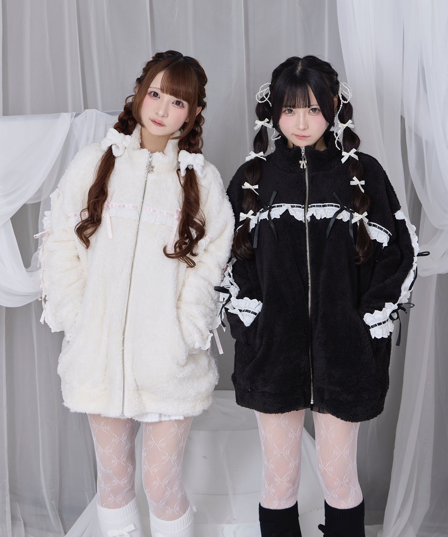 コットンレースフェイクボアアウター