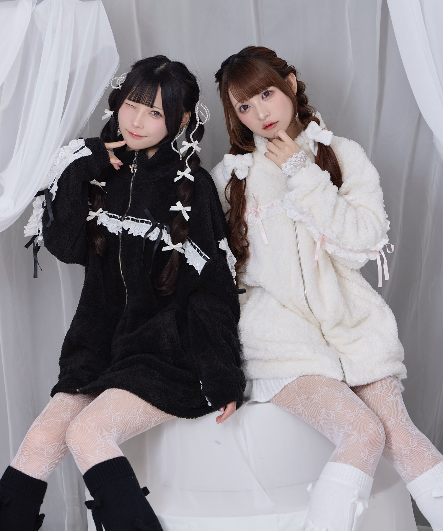 コットンレースフェイクボアアウター