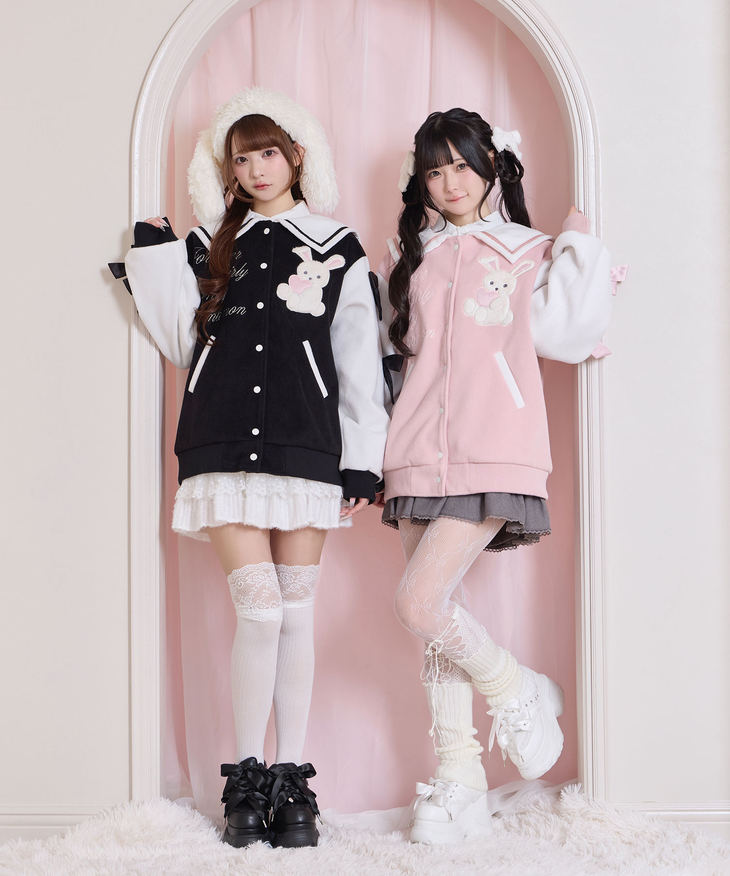 袖リボンハニーちゃんアップリケスタジャン