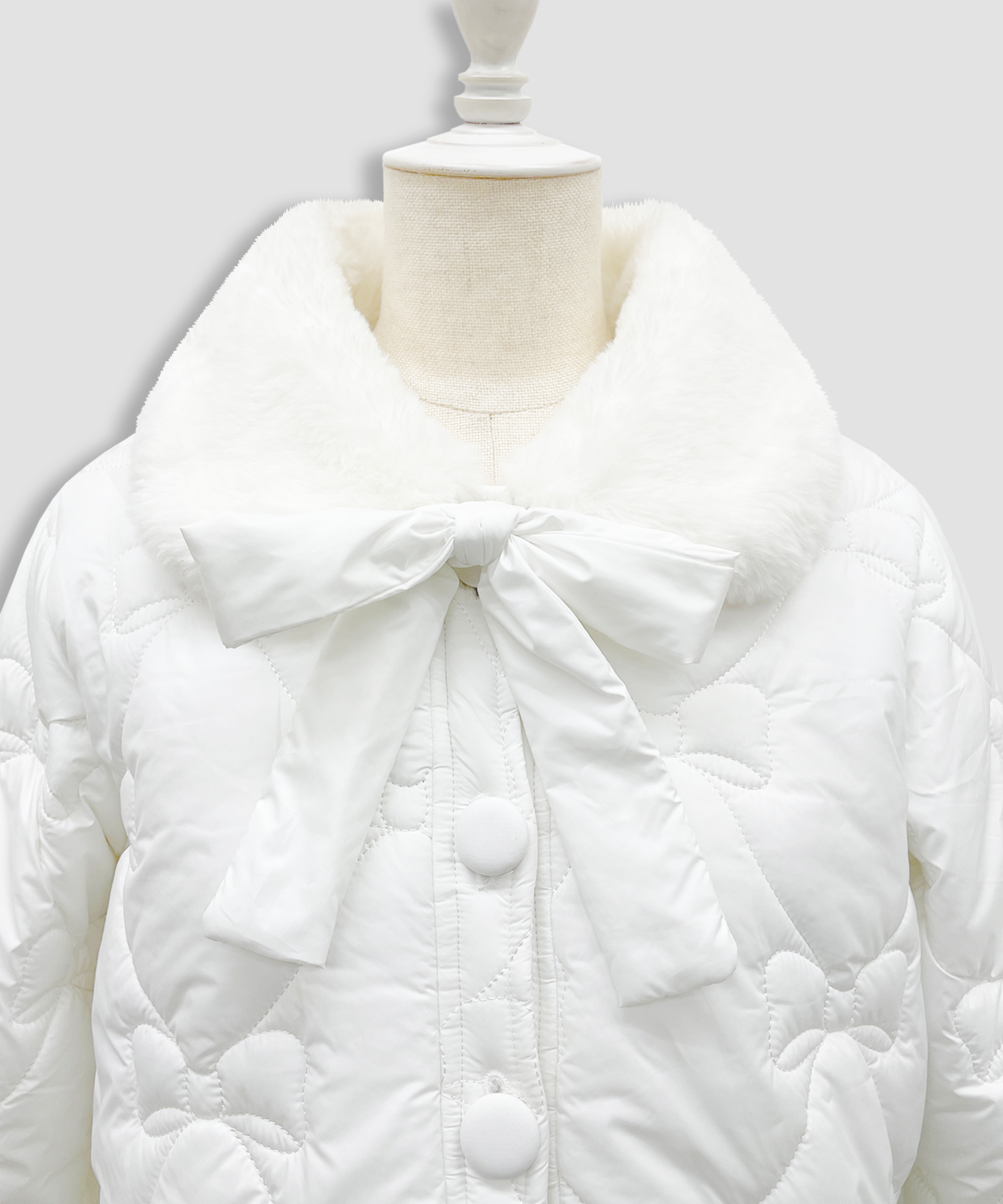 リボンキルティングショート中綿ジャケット