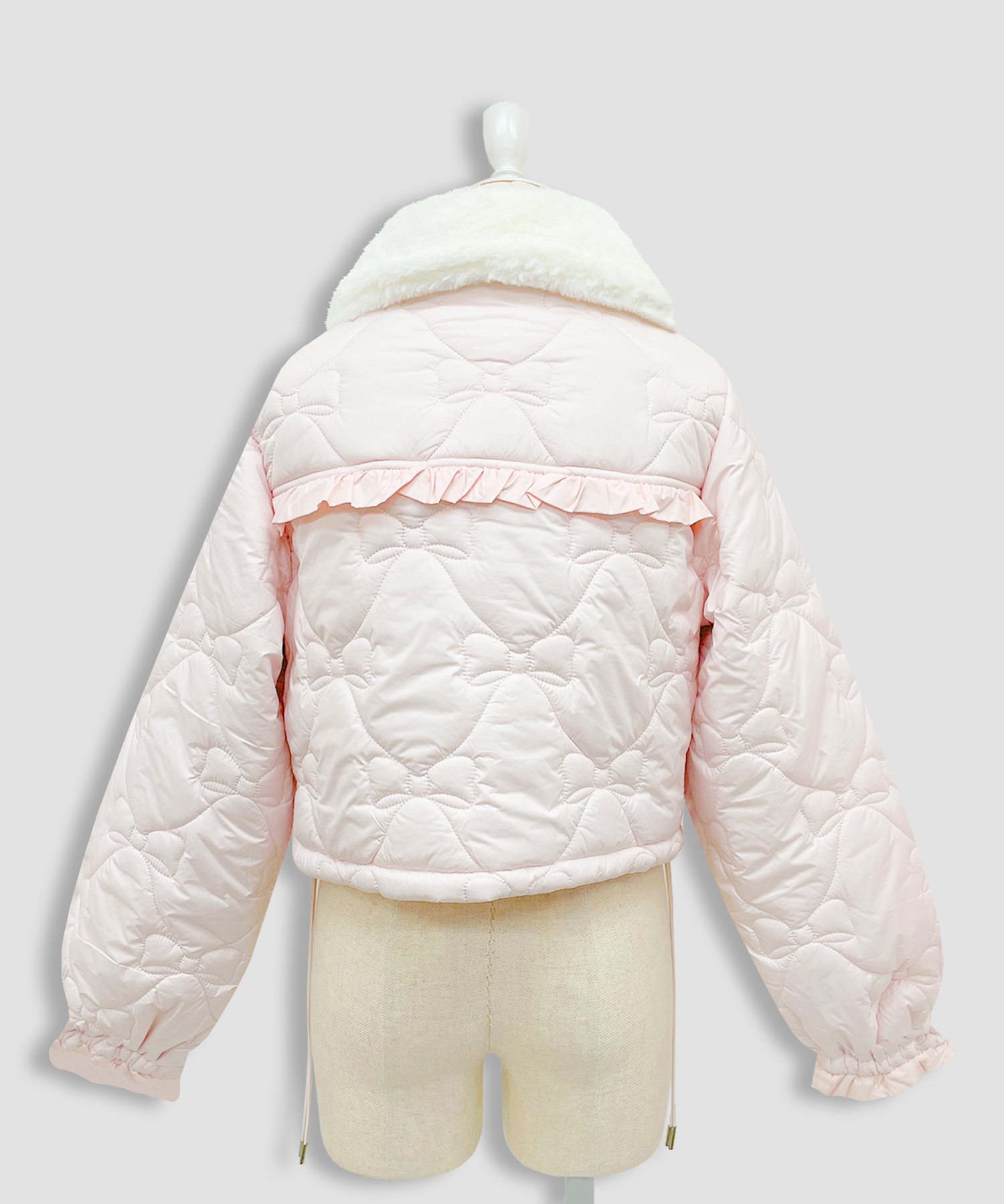 リボンキルティングショート中綿ジャケット