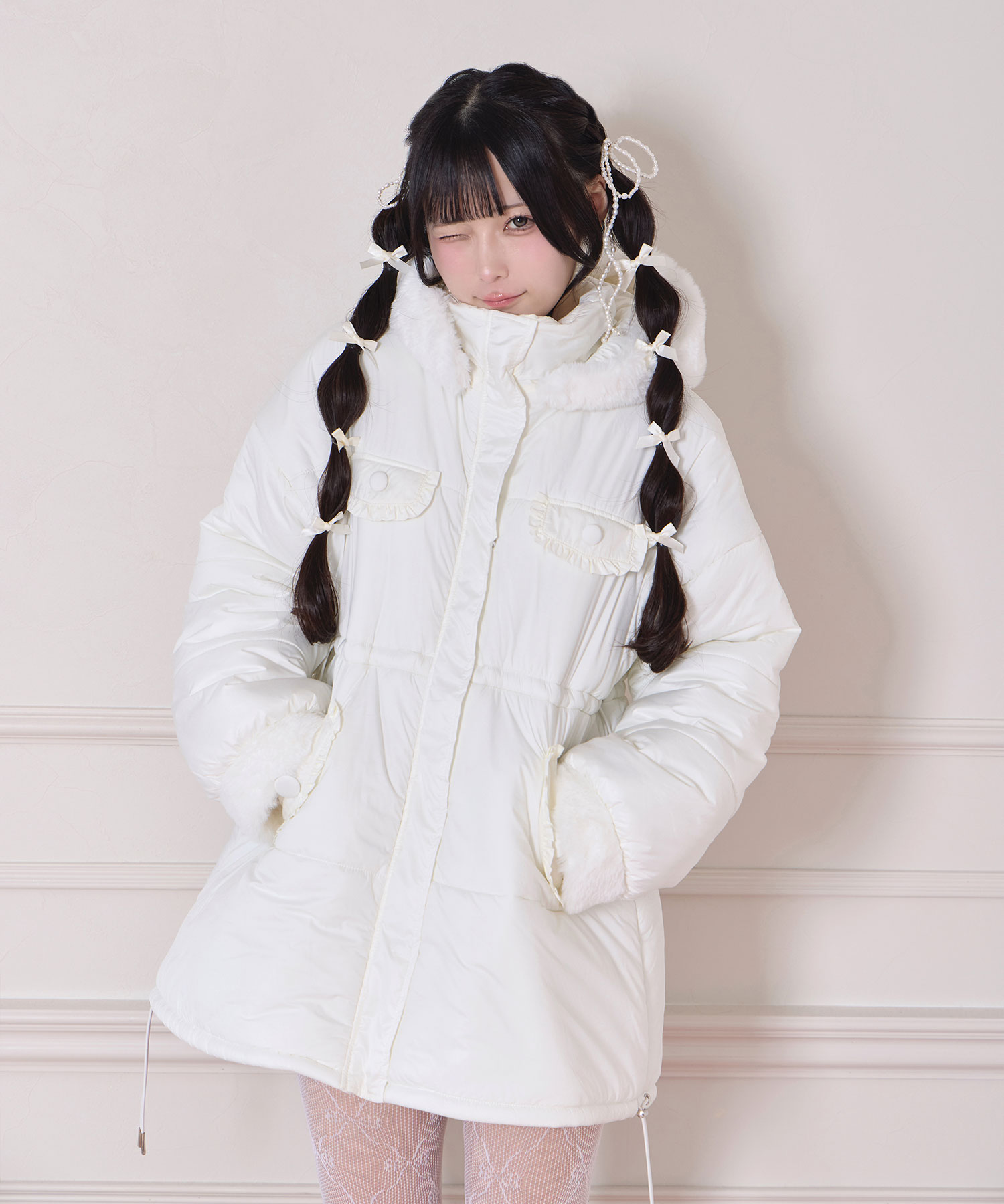 ポイントエコファー中綿フードジャケット