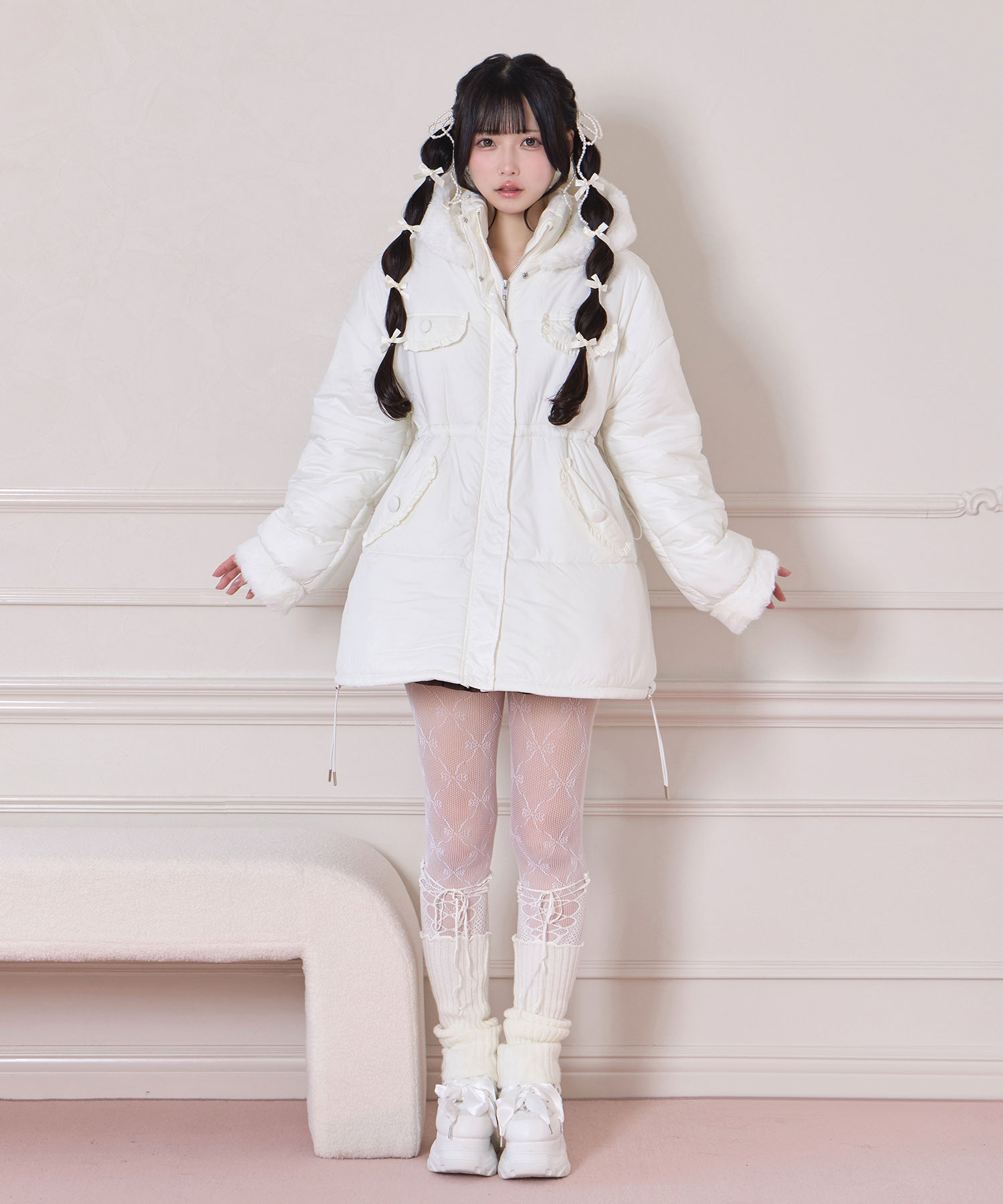 ポイントエコファー中綿フードジャケット