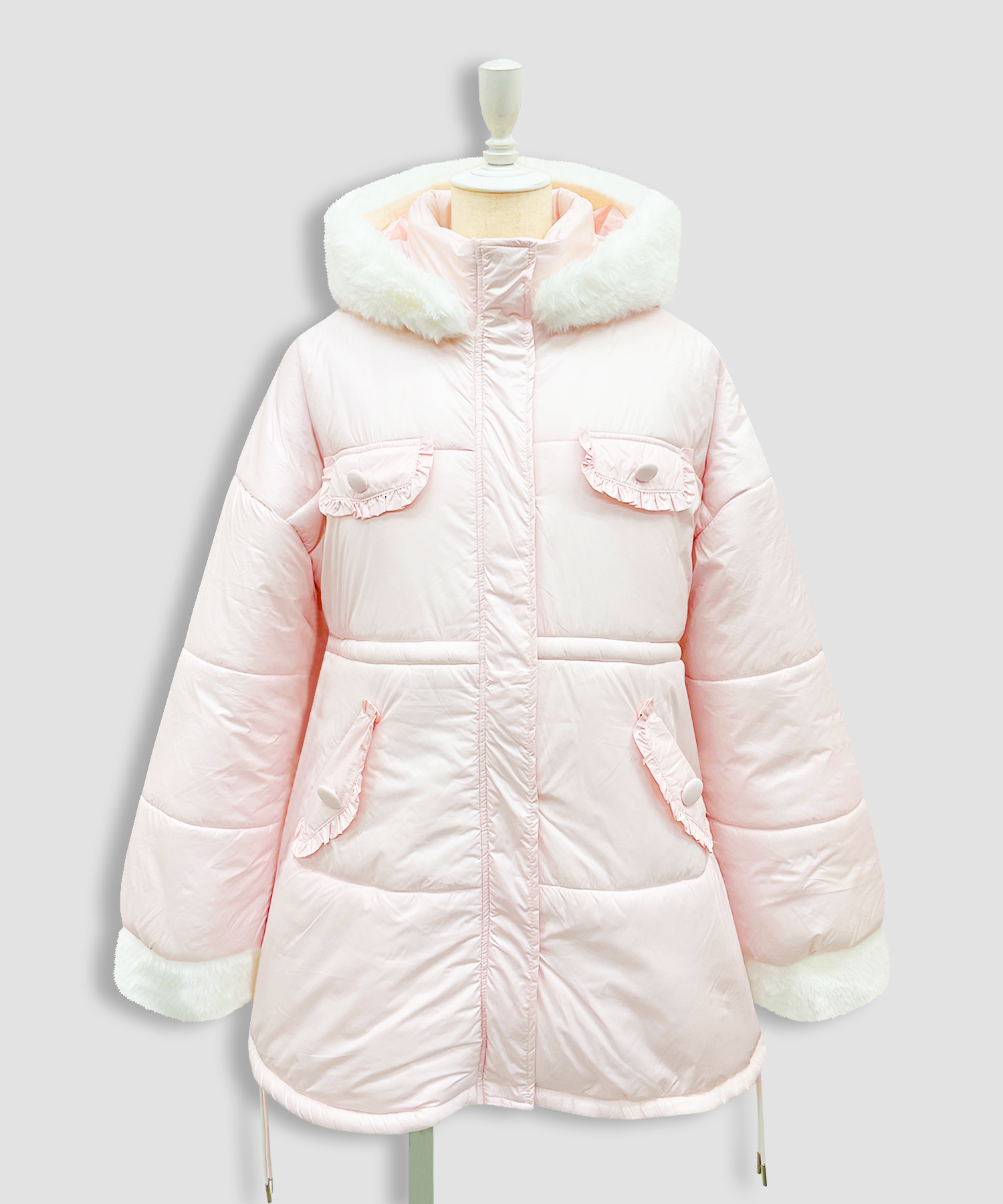 Bonpoint エコファーカラー　コート　ピンク ピンクファーコート ファーコート エコファーコート ジャケット