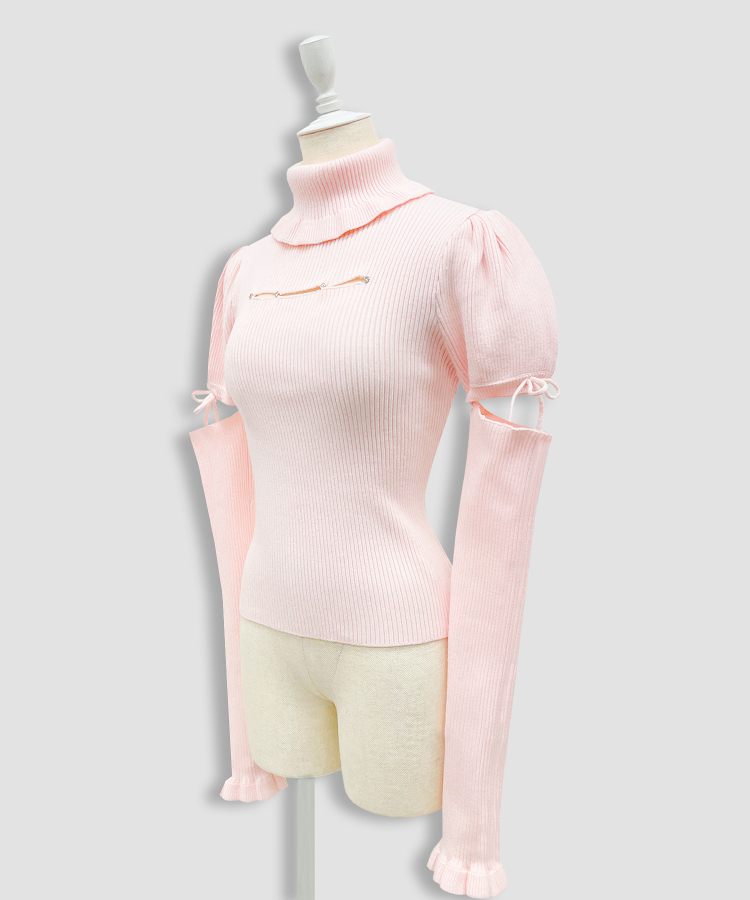 カットアウトラインストーンタートルニット