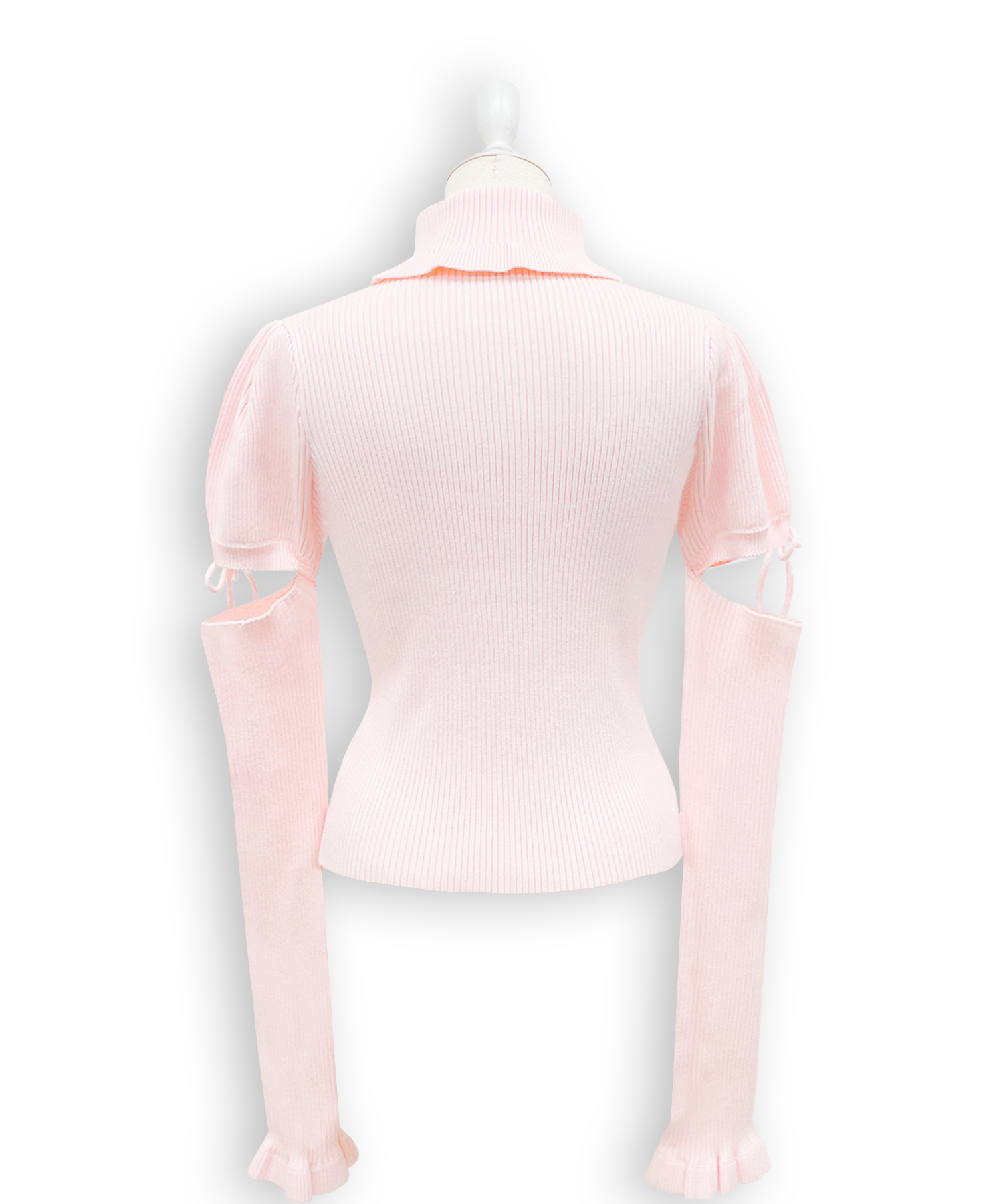 カットアウトラインストーンタートルニット