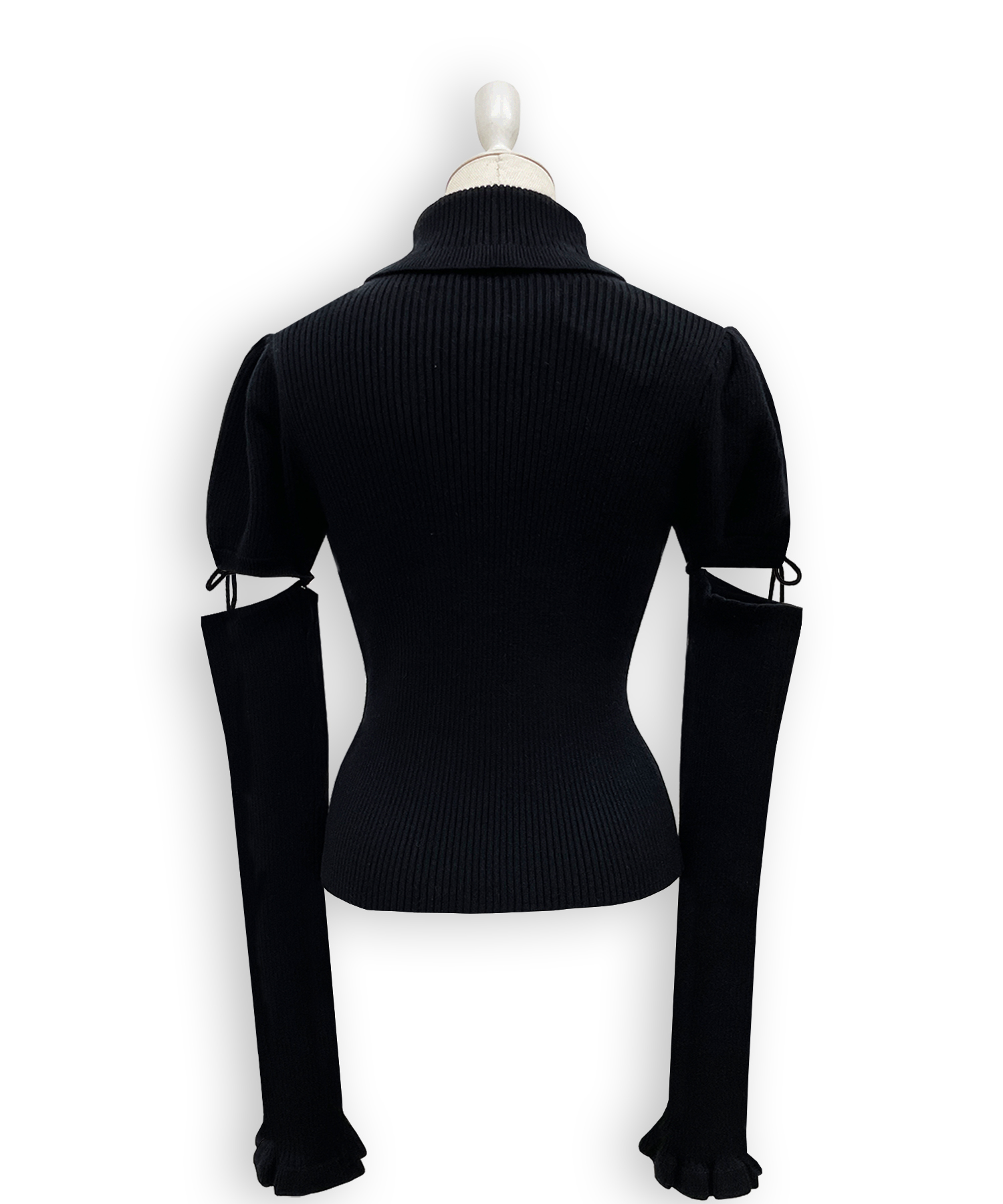 カットアウトラインストーンタートルニット