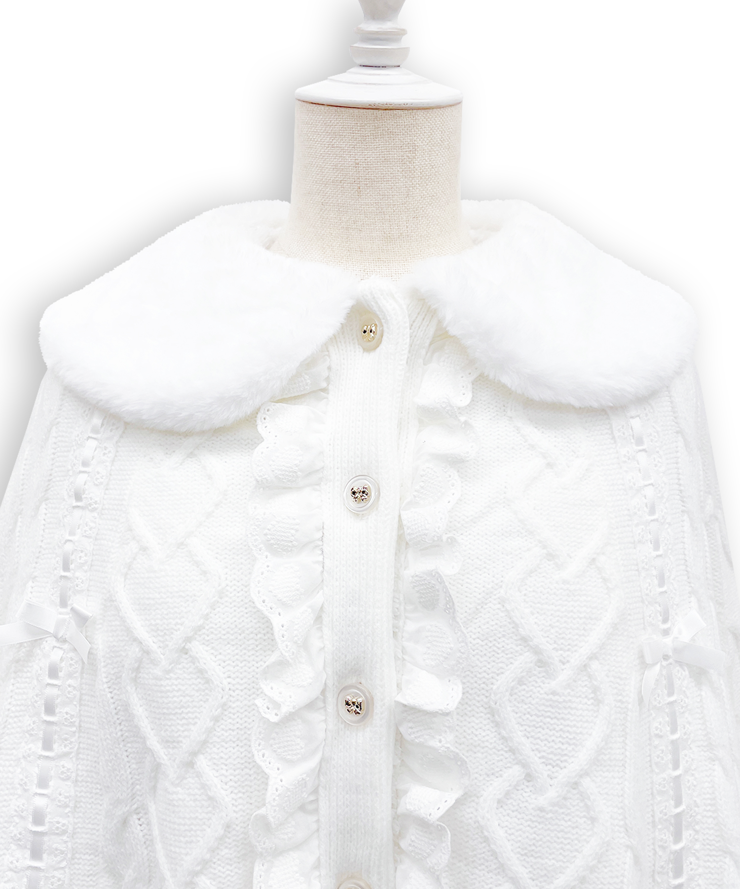 コットンレースはしごリボンポンチョ