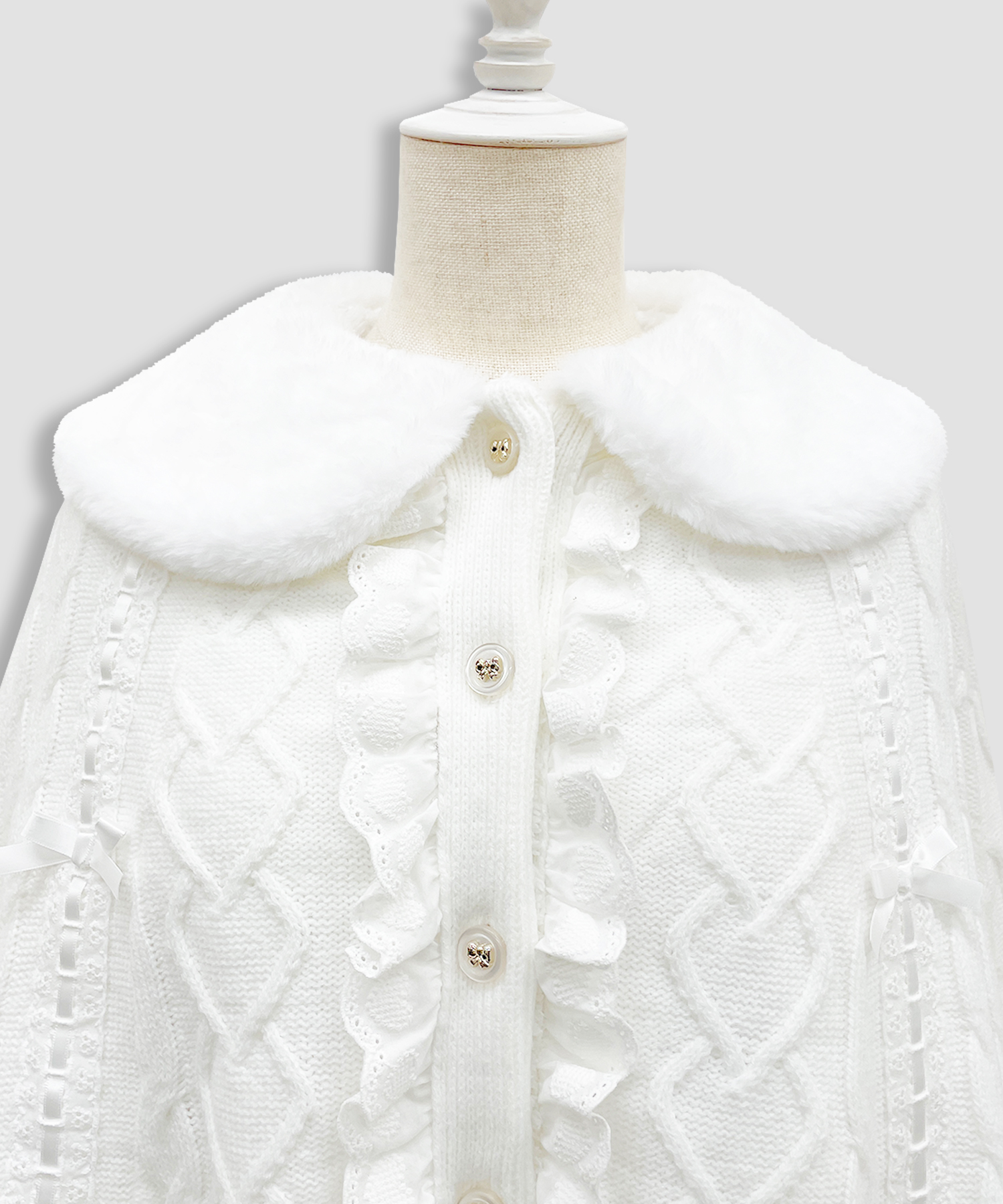 コットンレースはしごリボンポンチョ