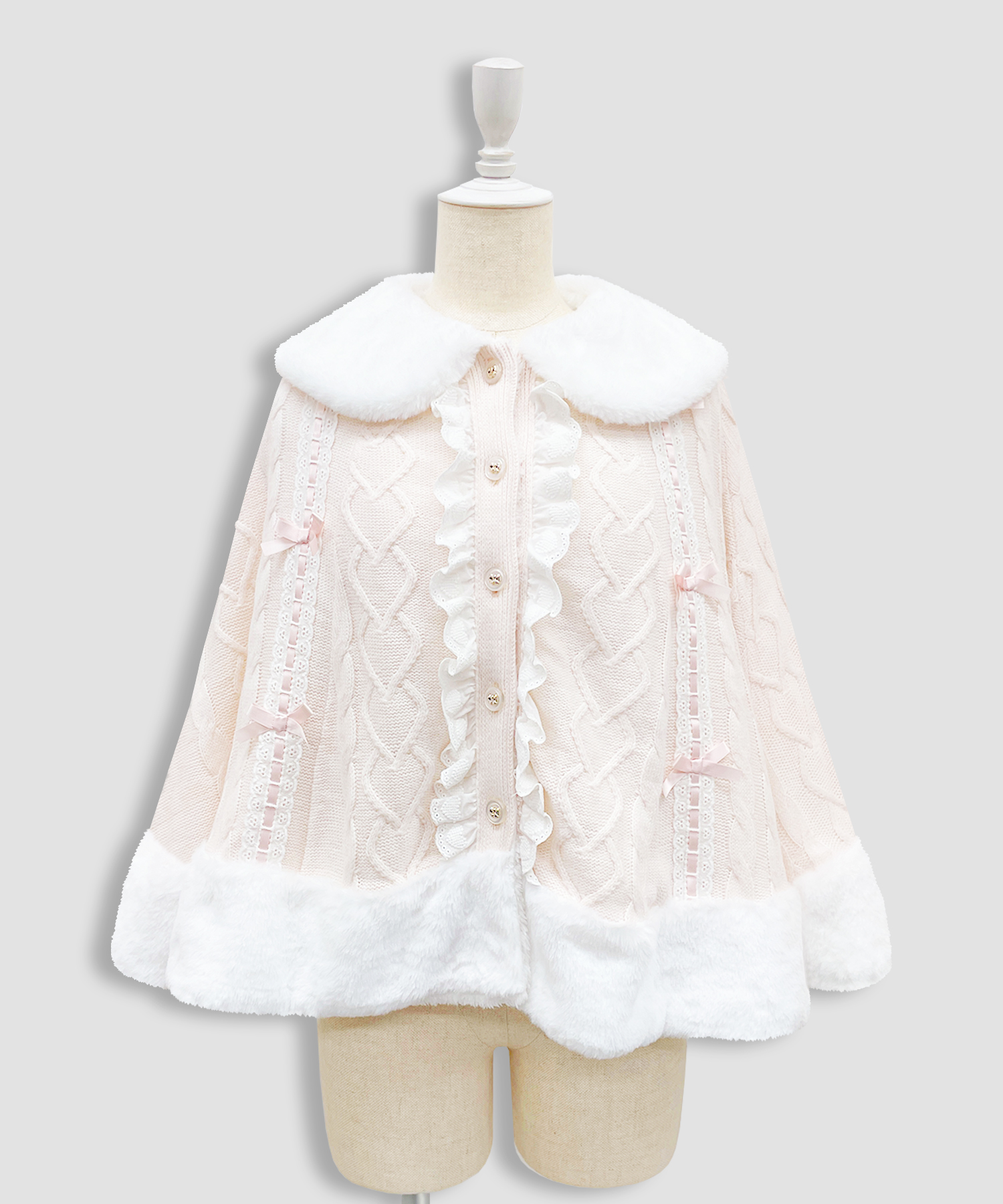 コットンレースはしごリボンポンチョ