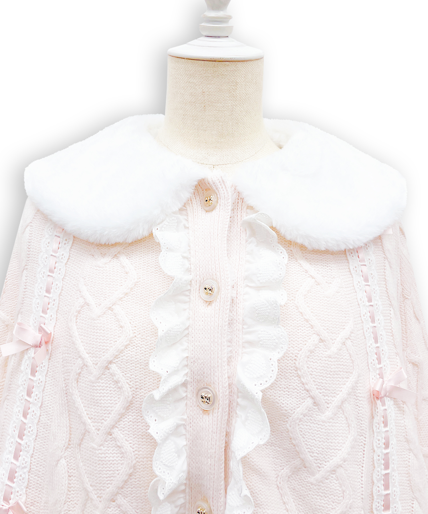 コットンレースはしごリボンポンチョ