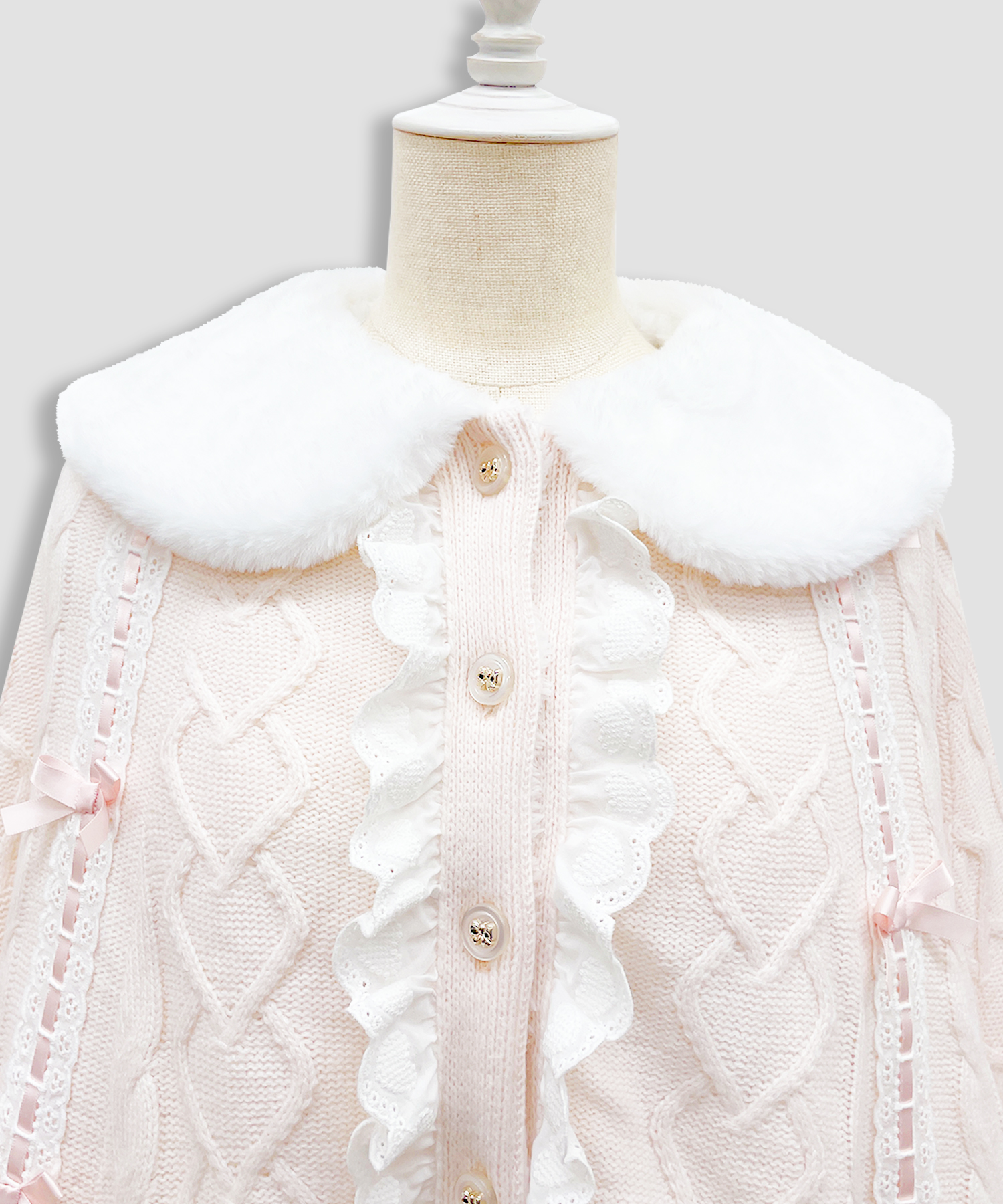 コットンレースはしごリボンポンチョ