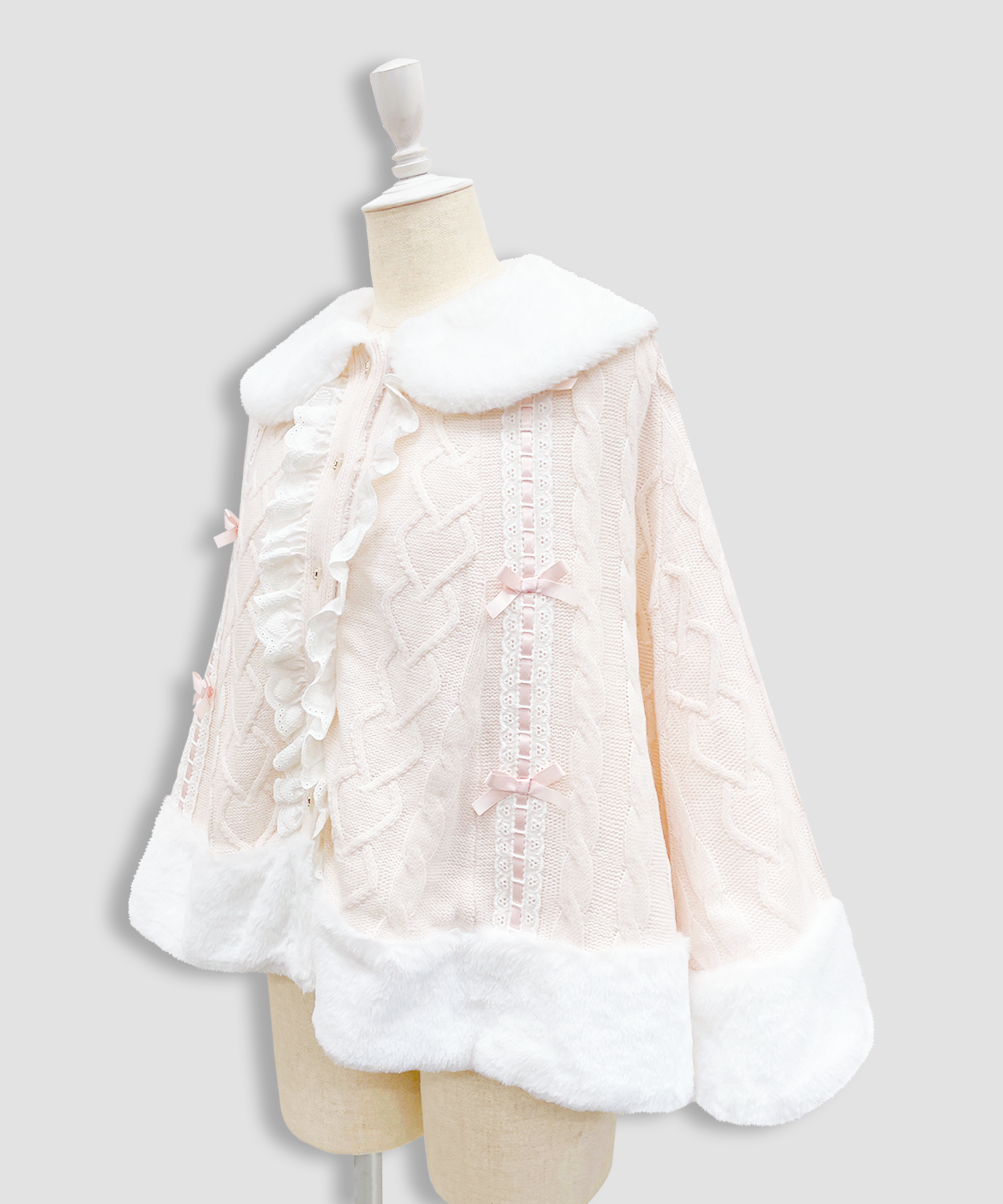 コットンレースはしごリボンポンチョ