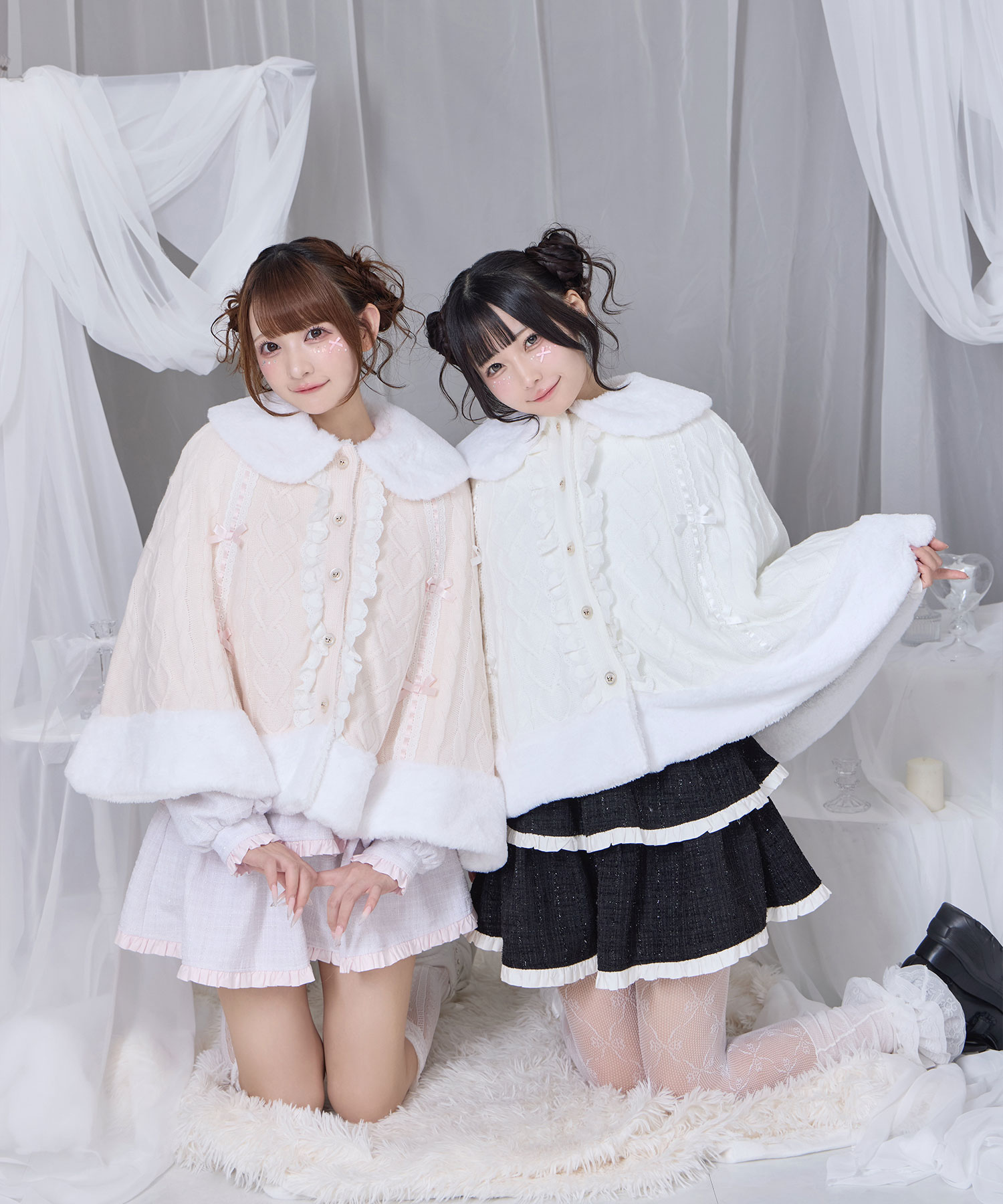 コットンレースはしごリボンポンチョ