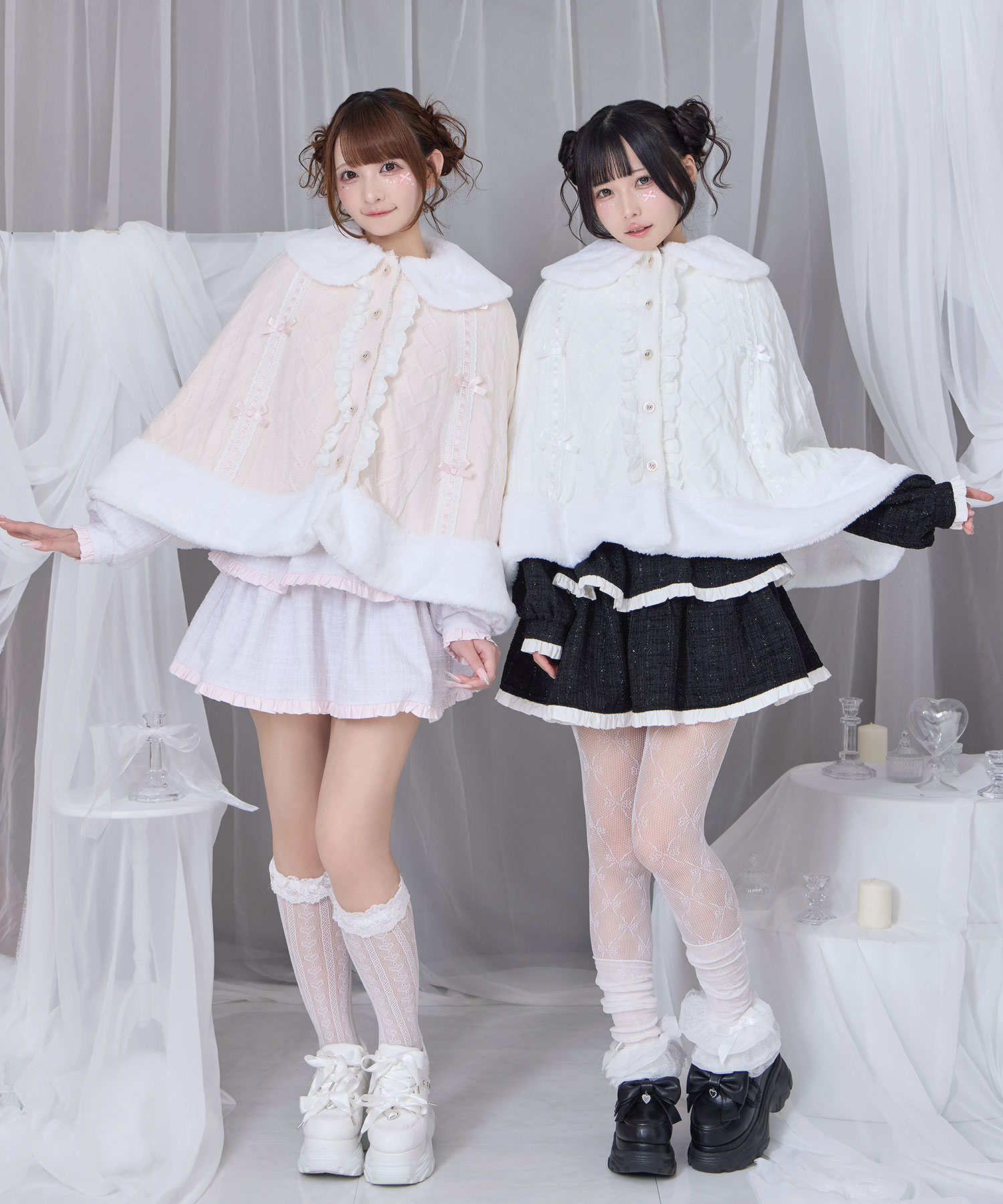 コットンレースはしごリボンポンチョ