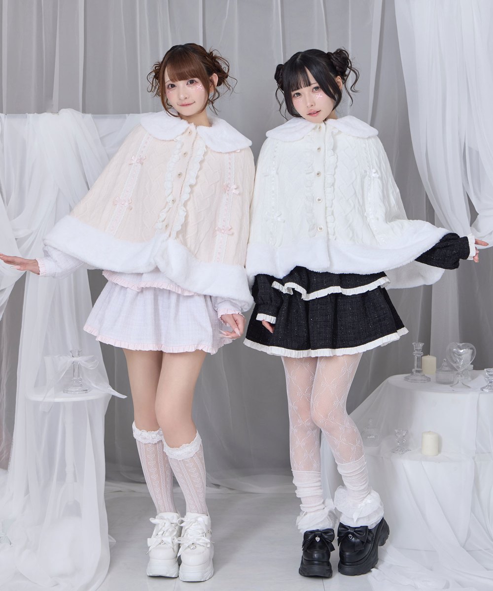 【先行予約】コットンレースはしごリボンポンチョ