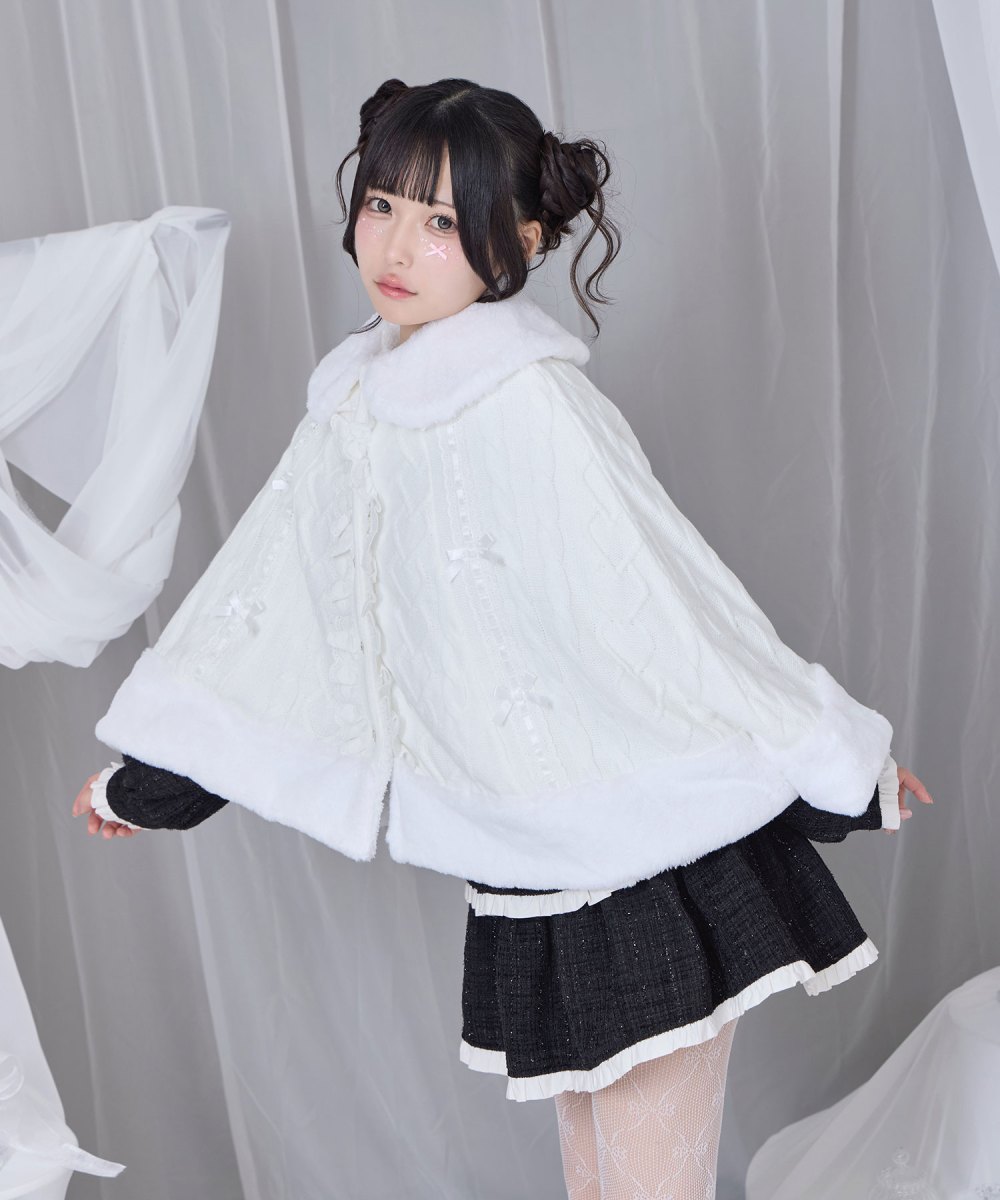 【先行予約】コットンレースはしごリボンポンチョ