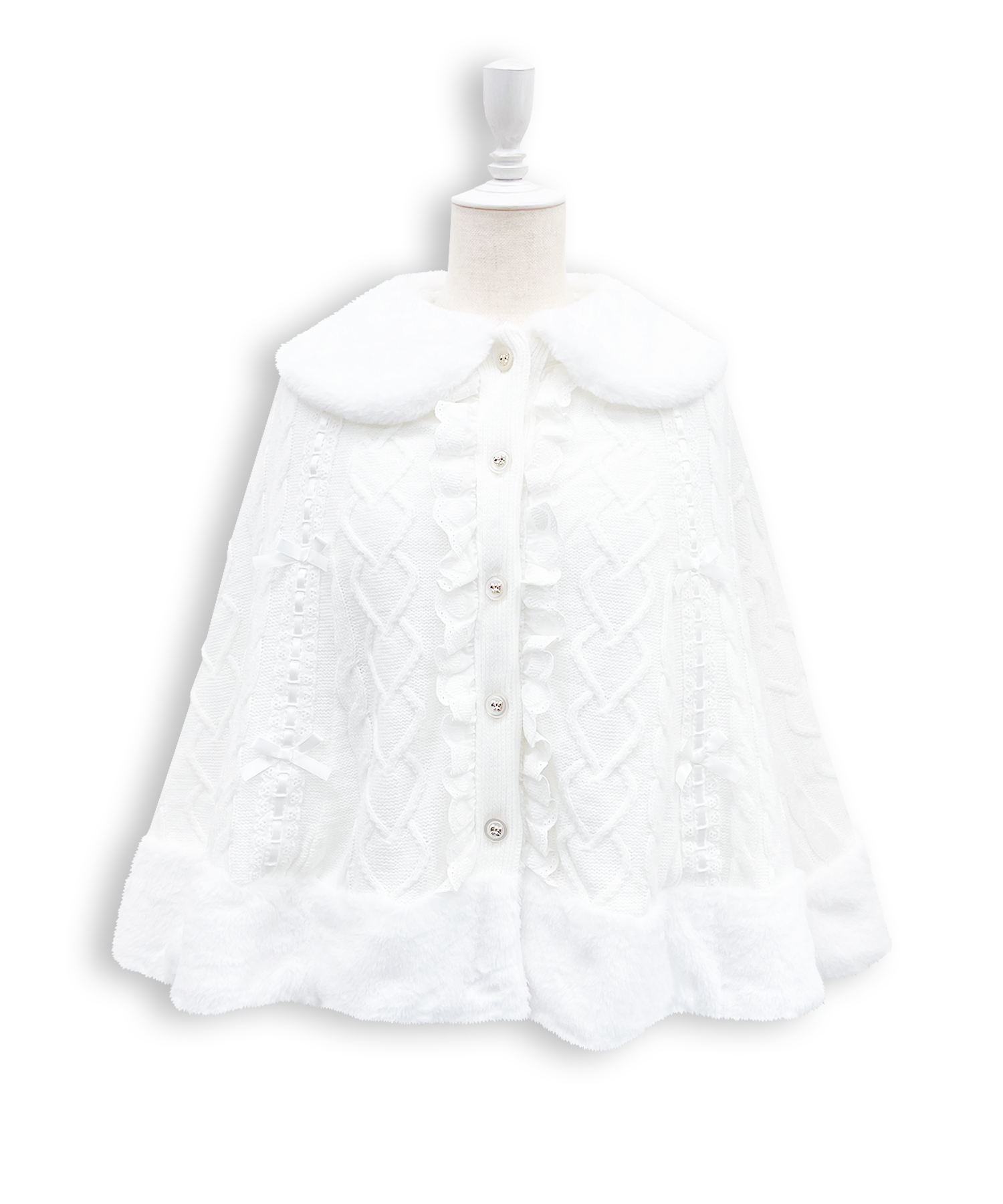 コットンレースはしごリボンポンチョ