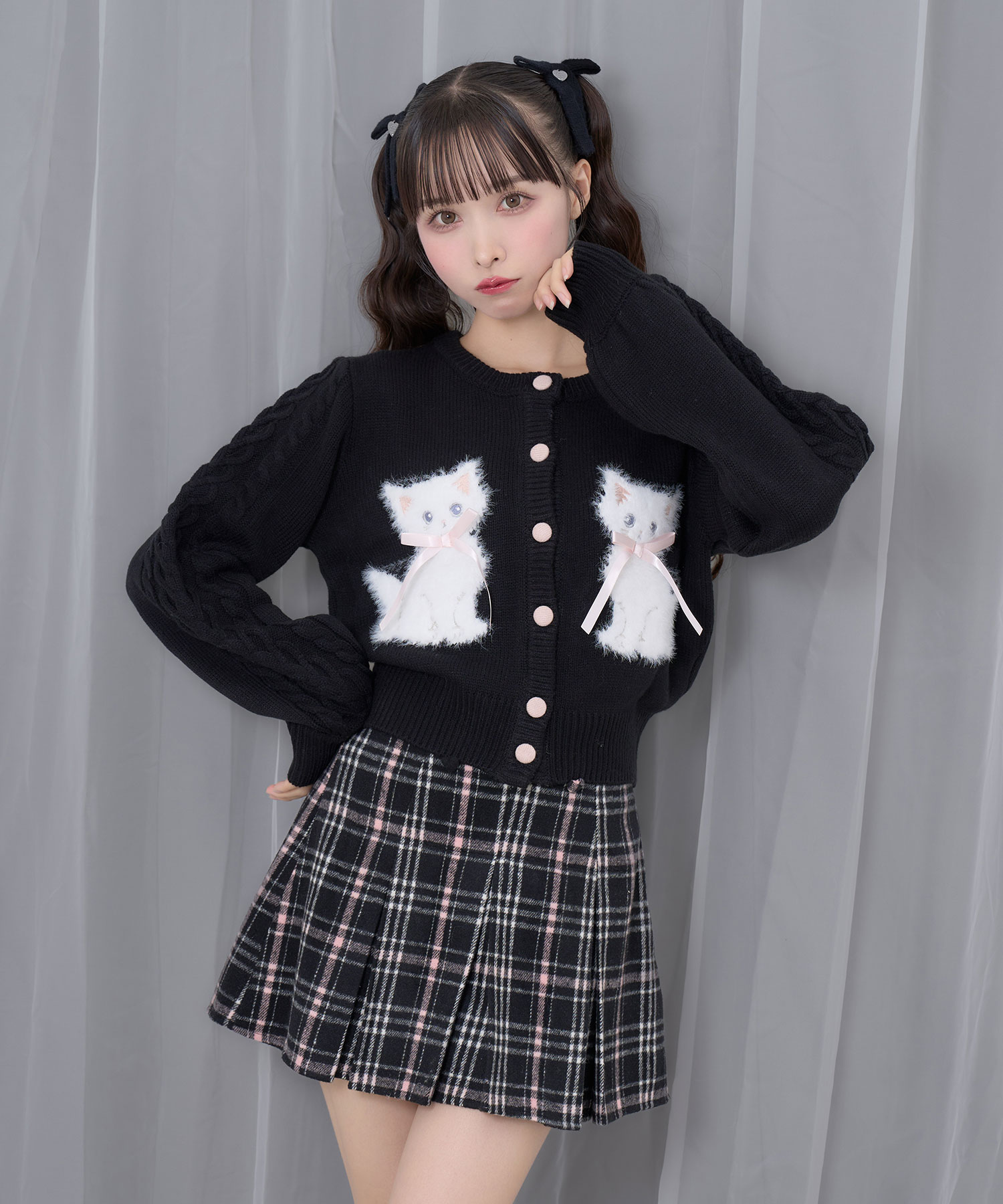 twins catsジャガードニットカーディガン