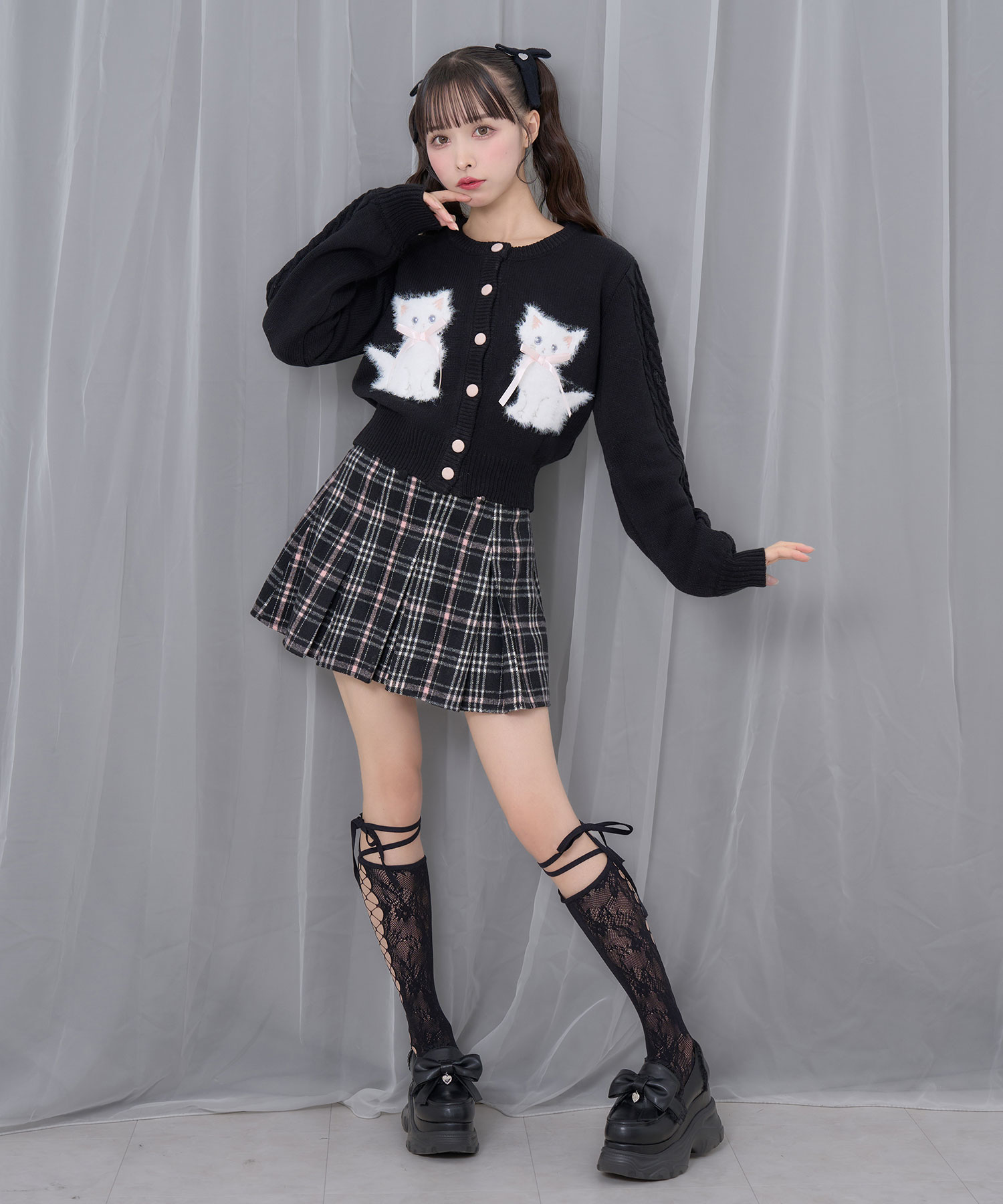 twins catsジャガードニットカーディガン