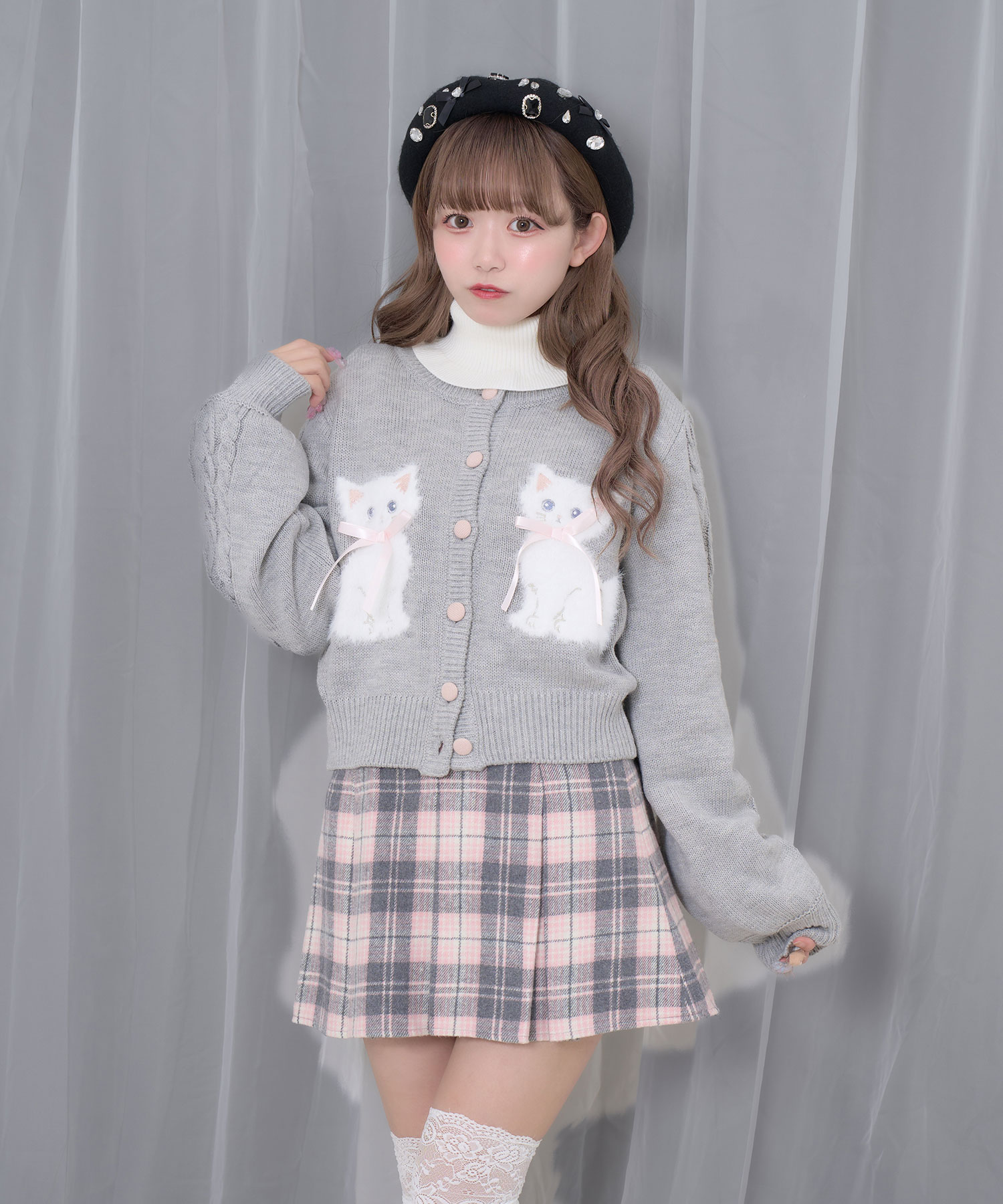 twins catsジャガードニットカーディガン