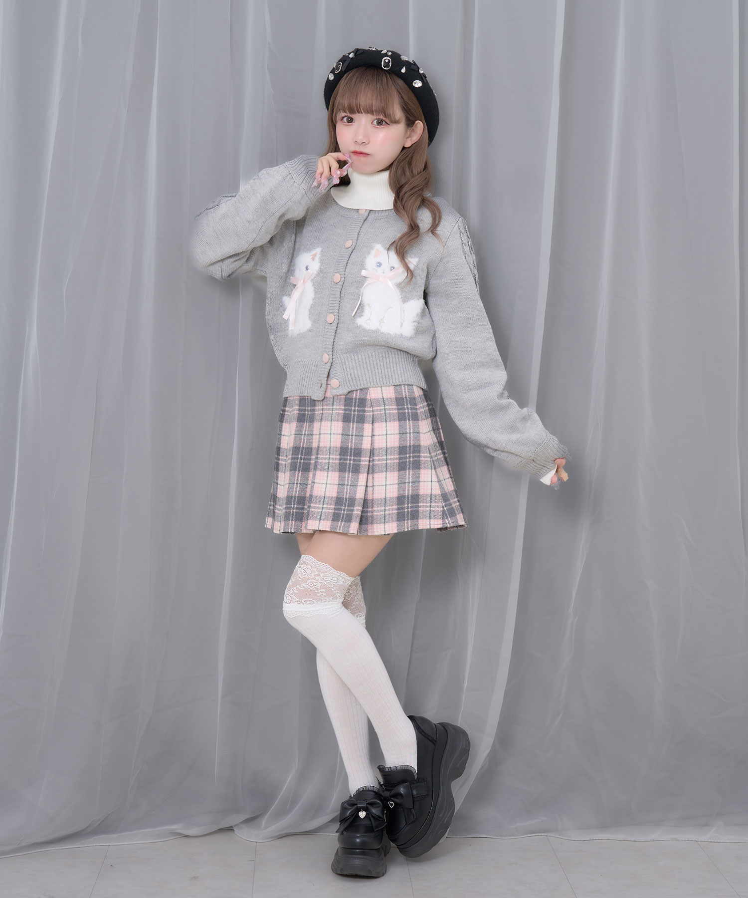 twins catsジャガードニットカーディガン