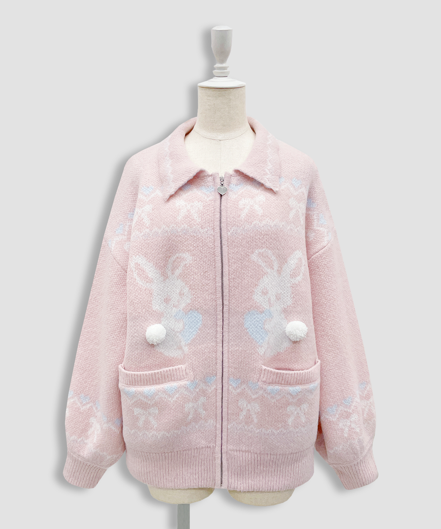 フルジップうさぎカウチンニット