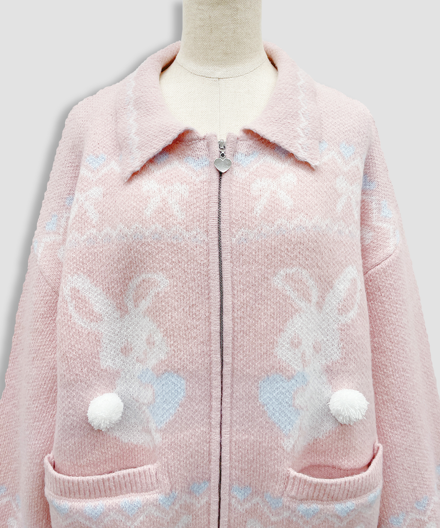 フルジップうさぎカウチンニット