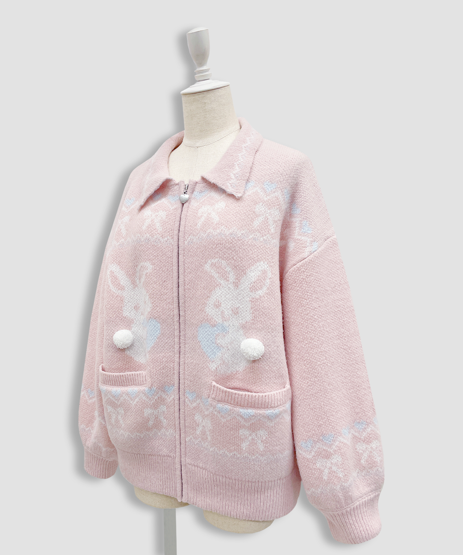 フルジップうさぎカウチンニット