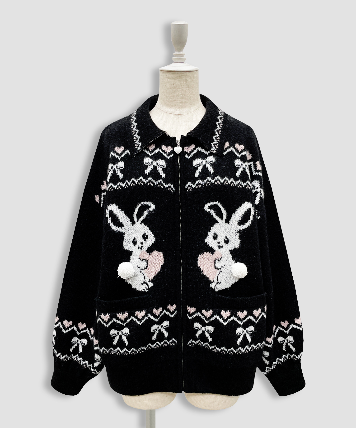 フルジップうさぎカウチンニット