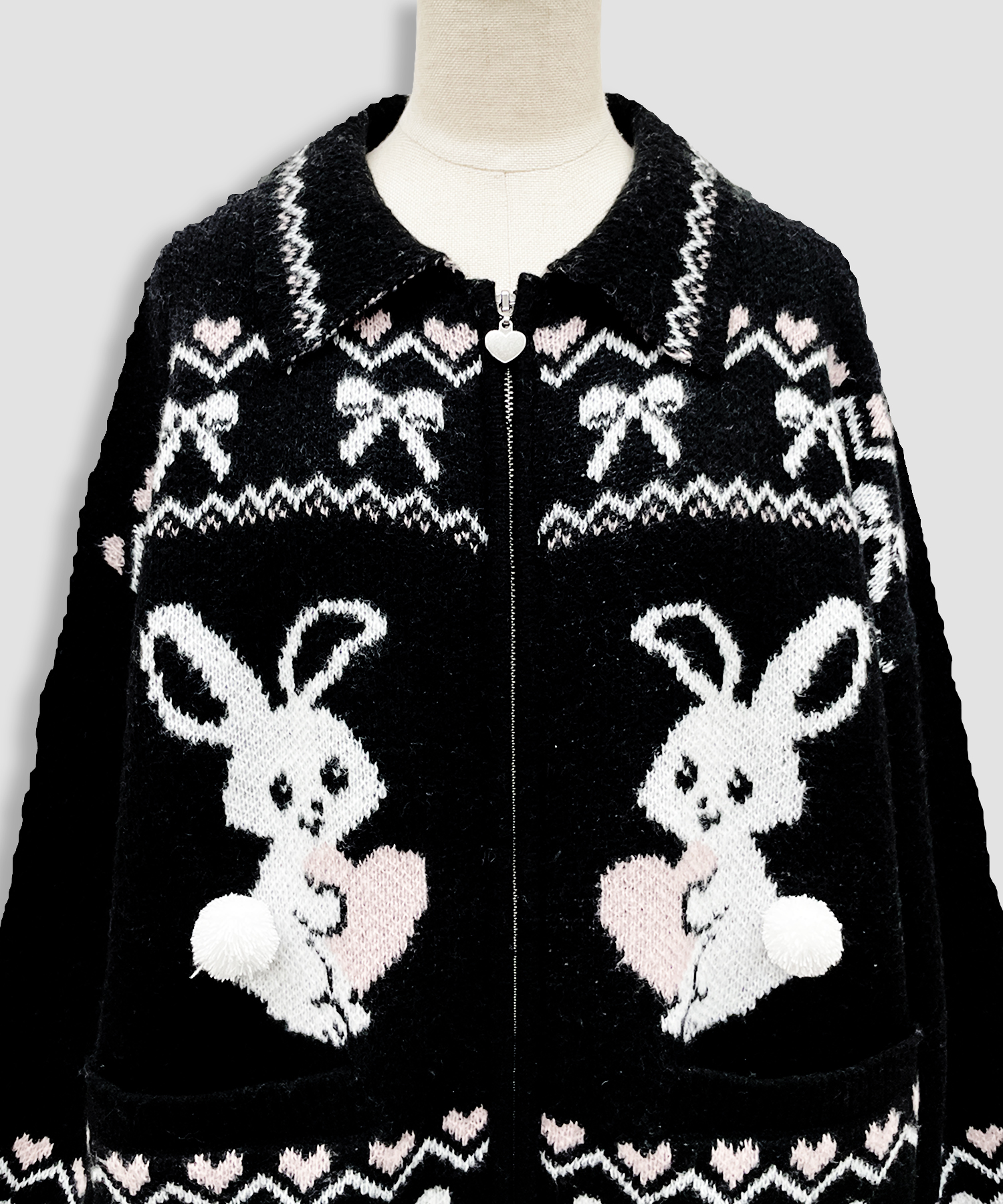 フルジップうさぎカウチンニット