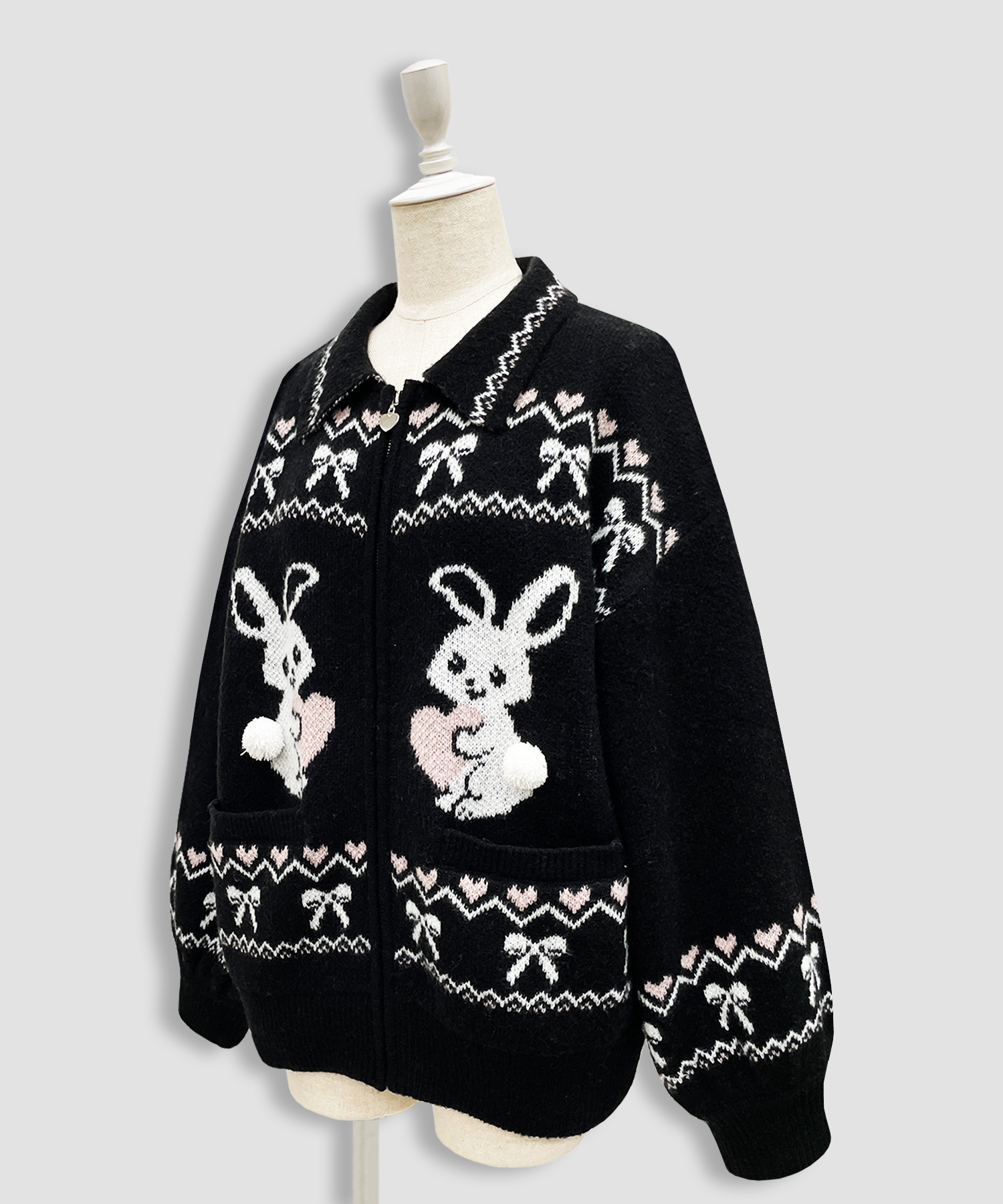 フルジップうさぎカウチンニット