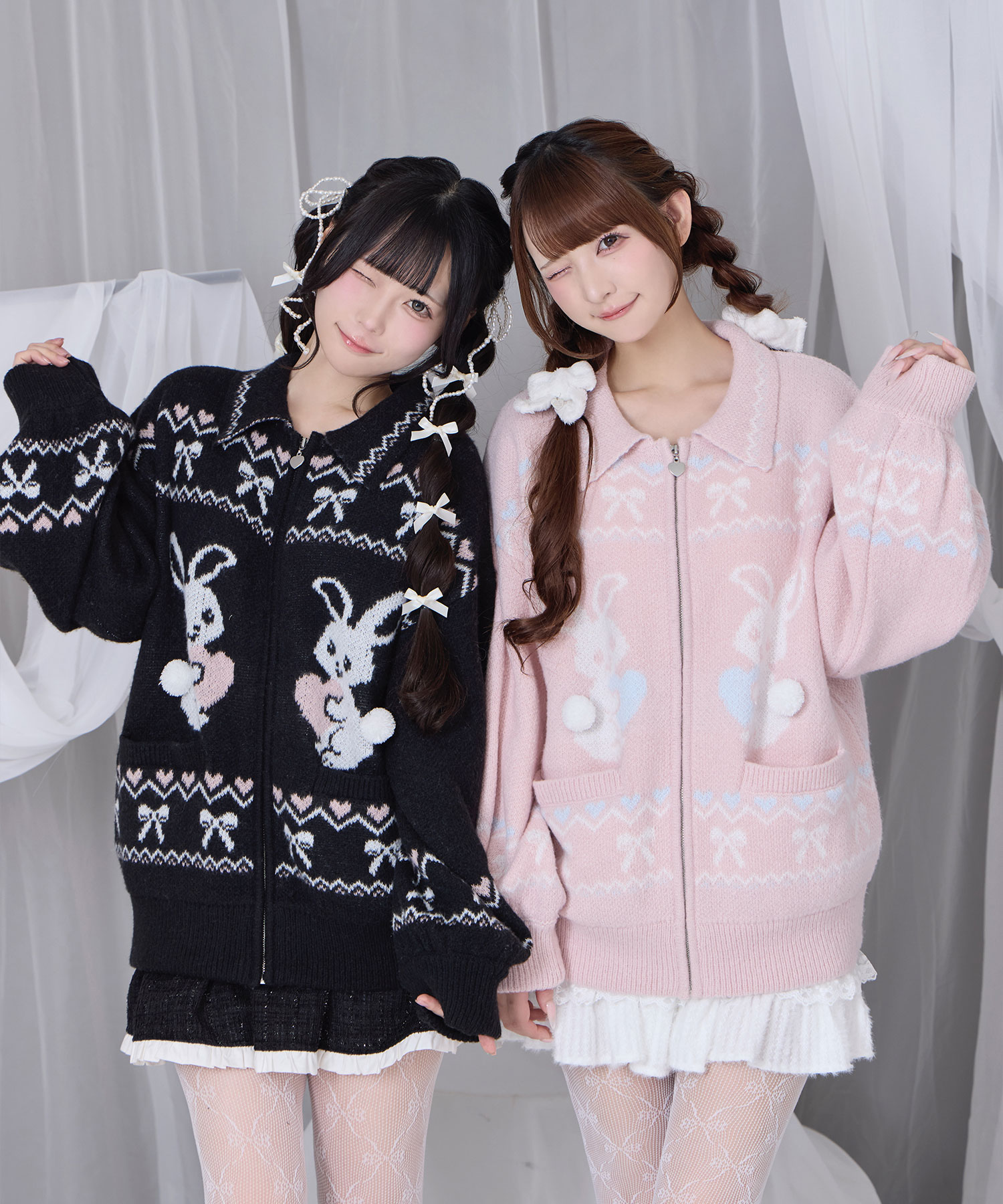 フルジップうさぎカウチンニット